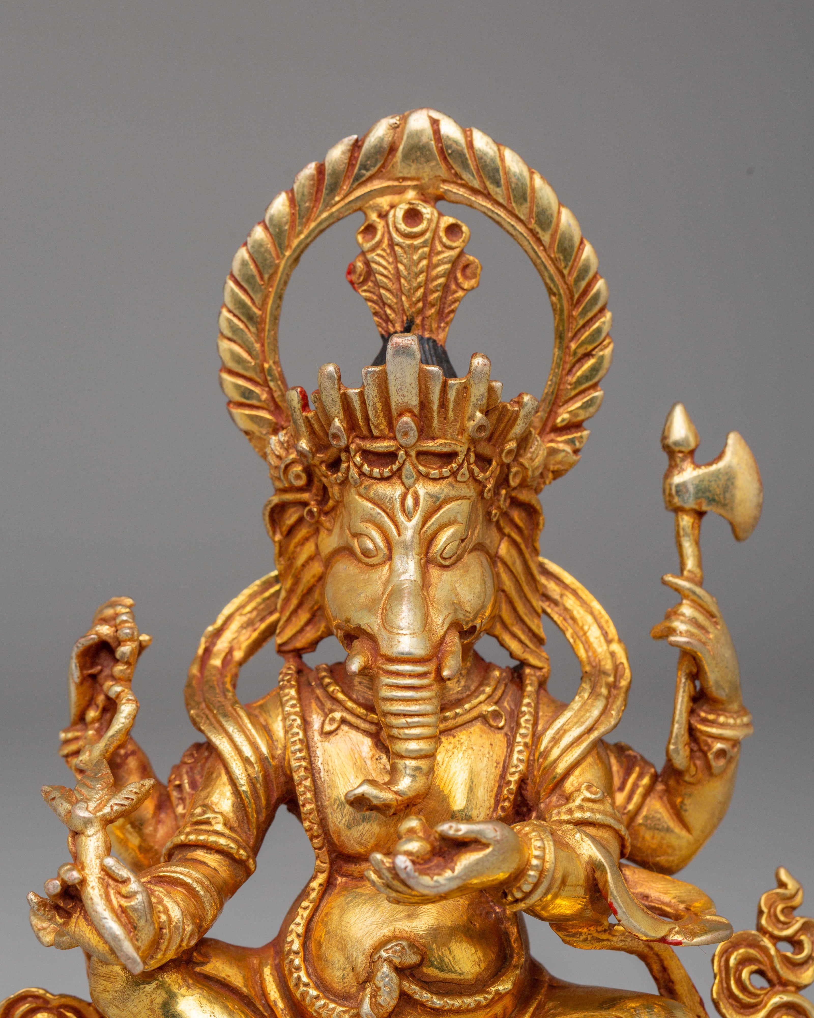 Sacred Ganesha Statue | 24K Gold Plated Copper Body