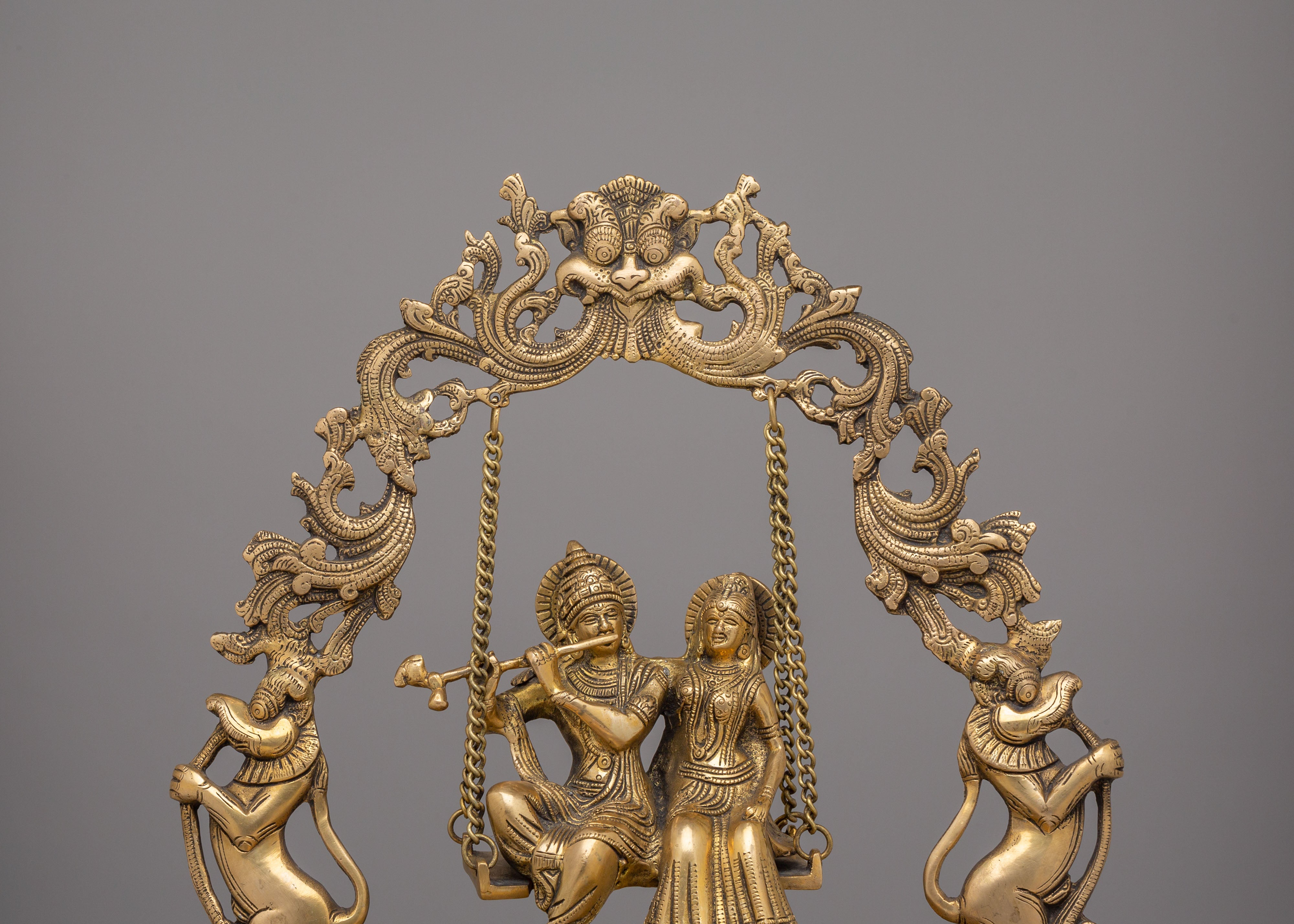 Radha Krishna Jhoola Urli | Decorative Brass Swing Url Bowl