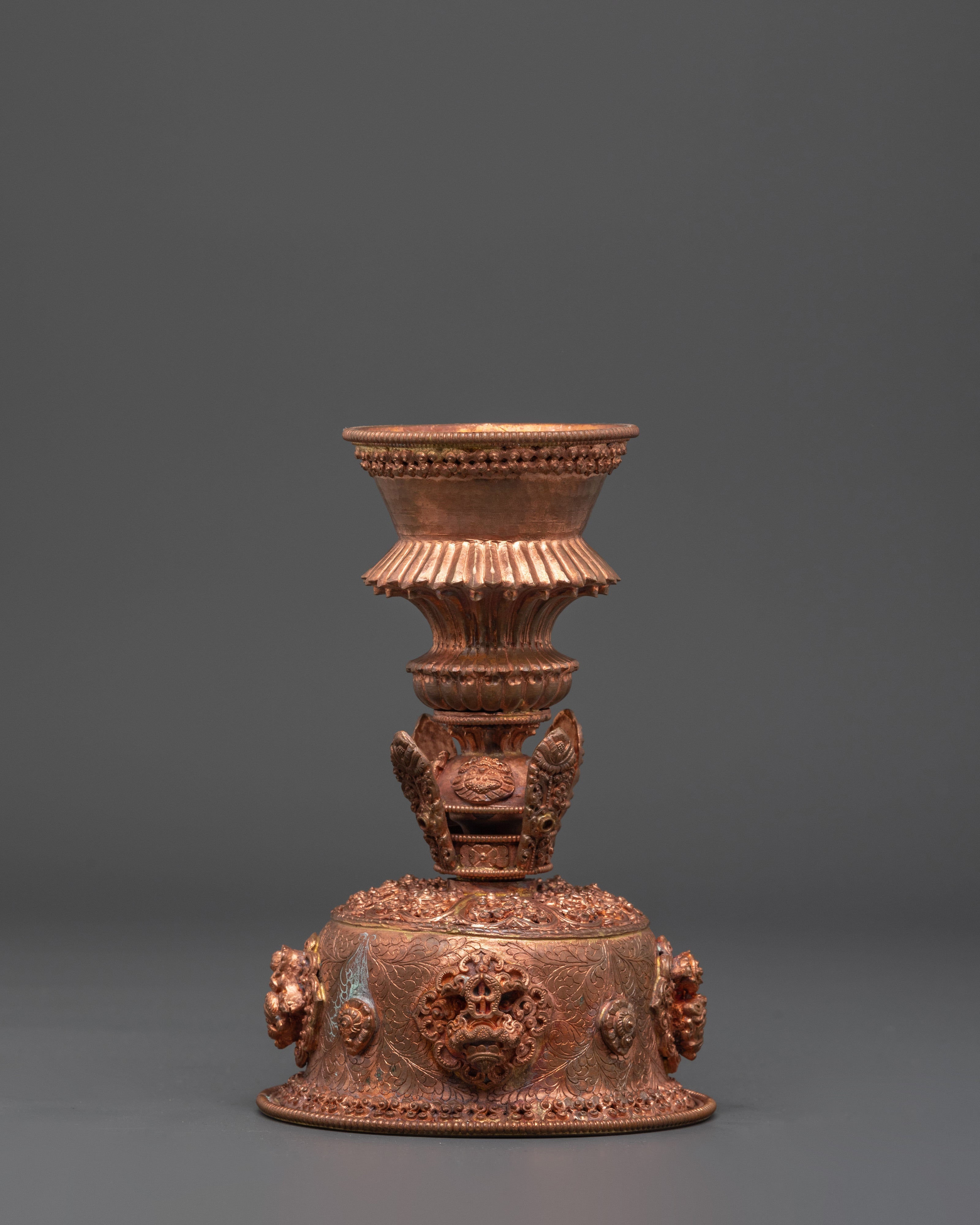 Copper Carved Butter Lamp | Buddhist Shrine and Meditation