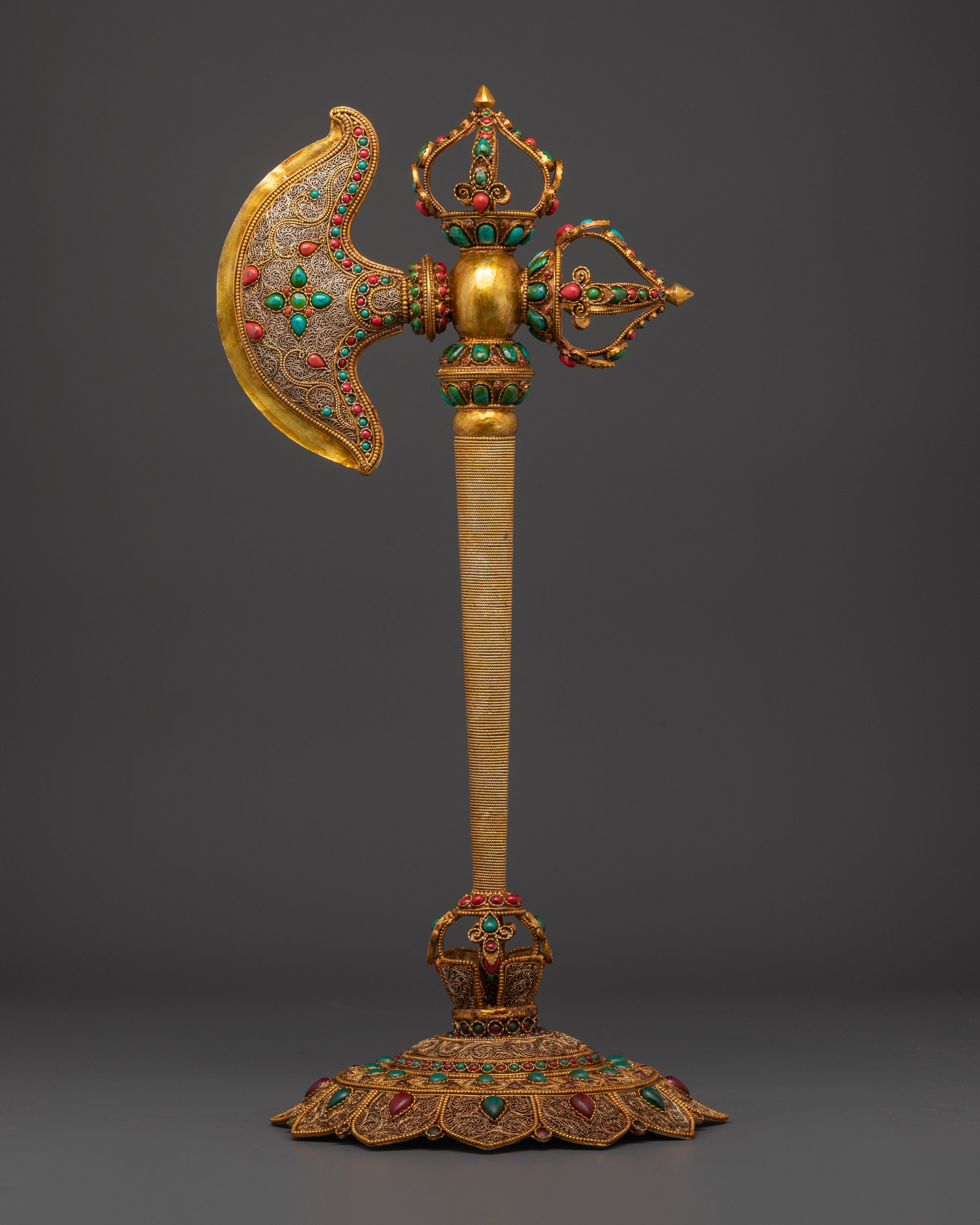 Handmade Copper Axe for Ritual Ceremonies | Gold Plated Sacred Ritual Tool