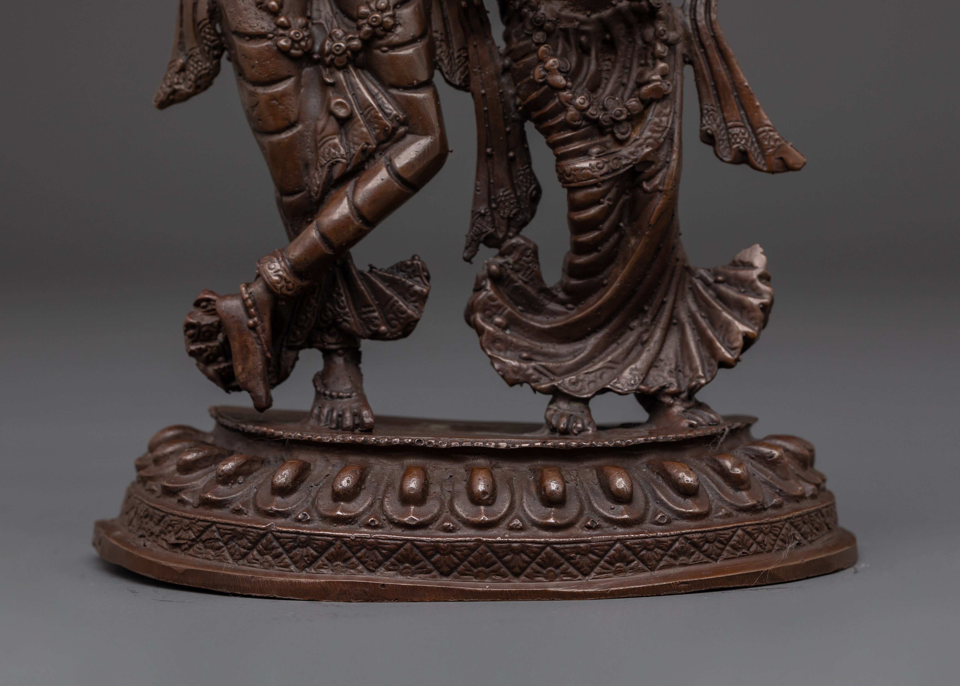 Krishna and Radha Brass Statue | Spiritual Hindu Deity Sculpture