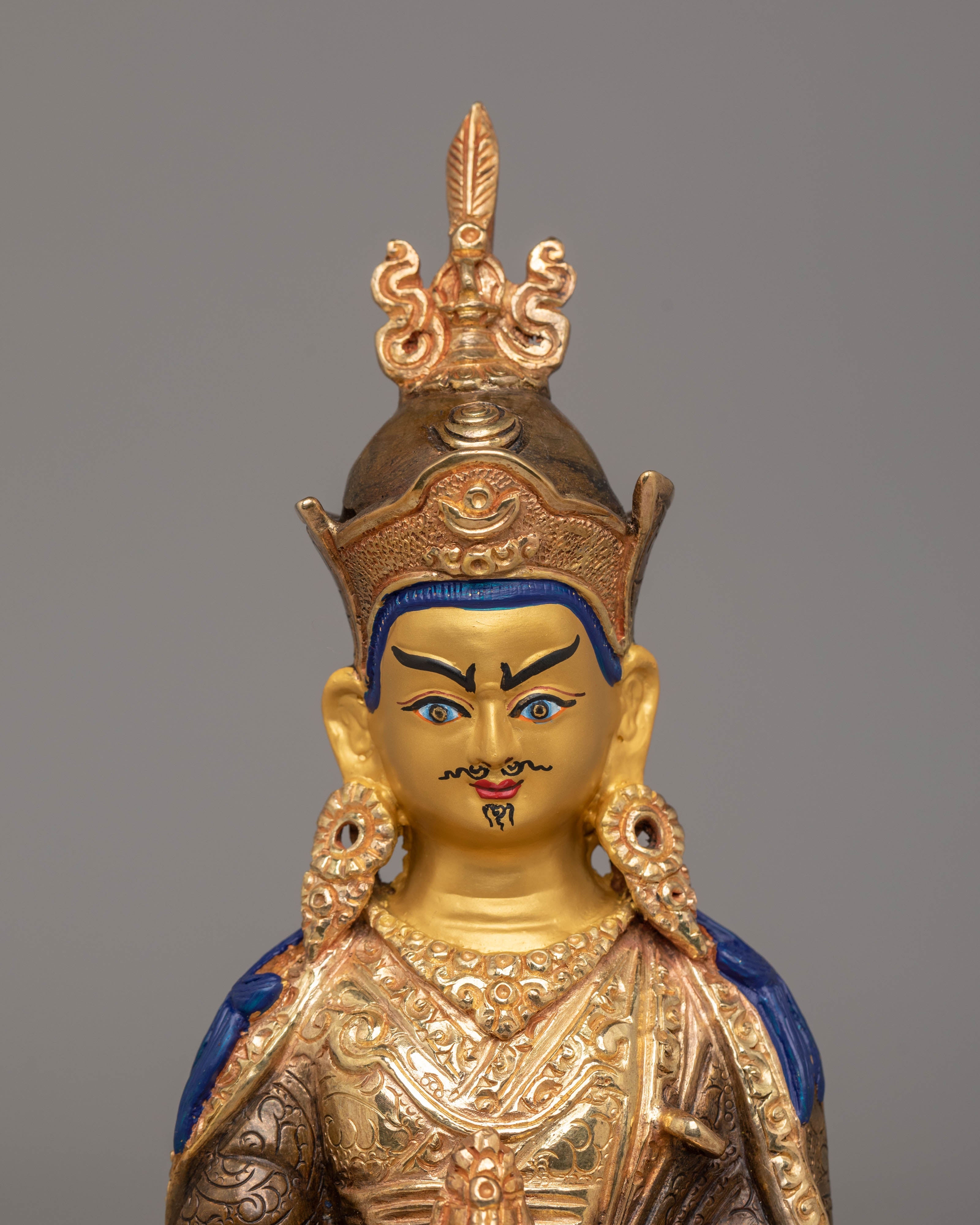 24k Gold Glided Statue of Guru Rinpoche | Divine Representation of Wisdom