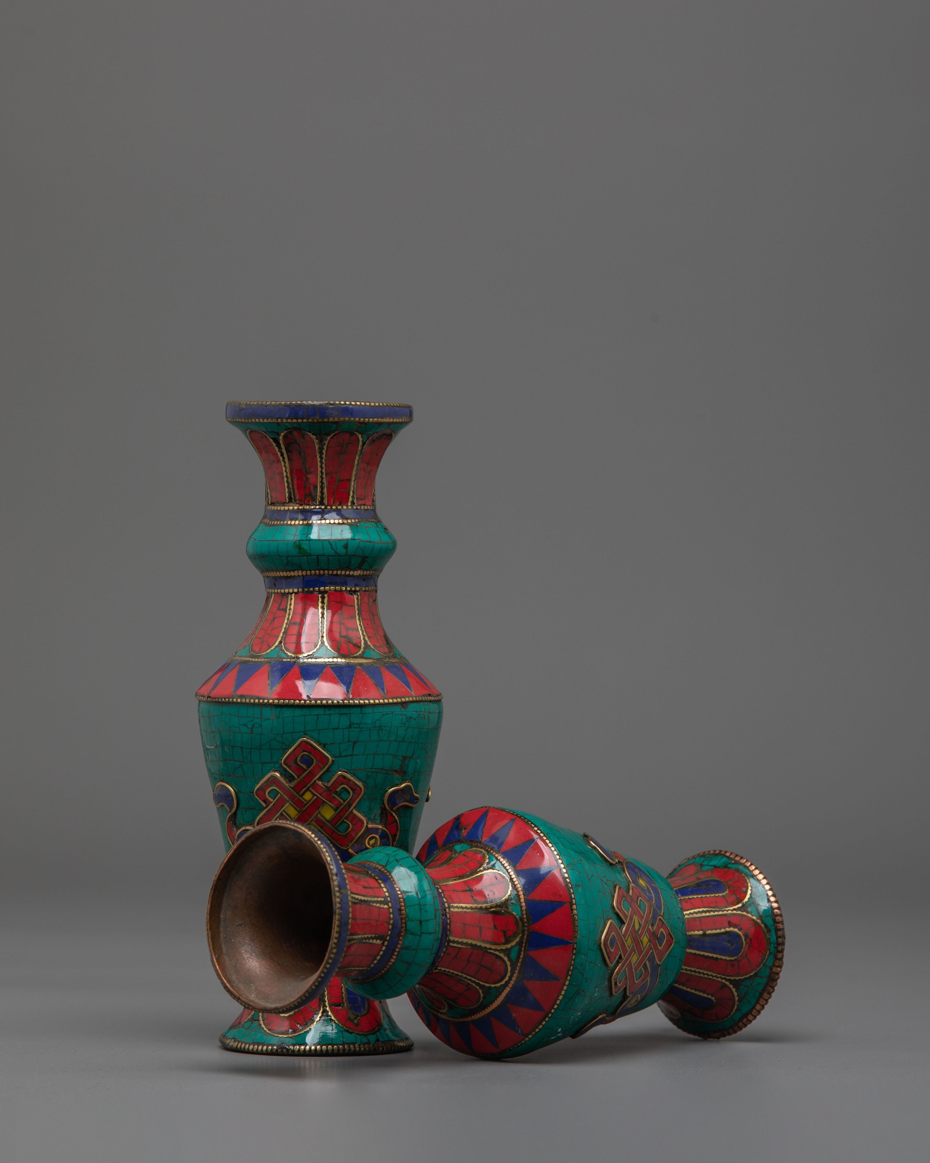 Sacred Buddhist Flower Vase Set | Symbol of Purity and Devotion