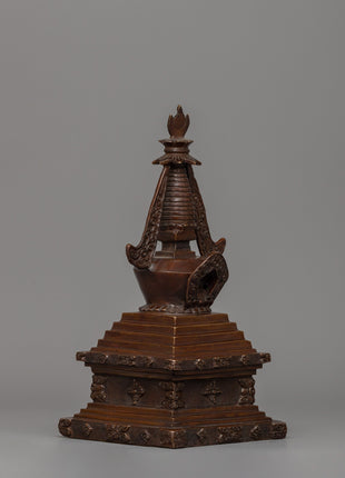 Traditionally Handcarved Stupa for Decor | A Sacred Buddhist Symbol of Enlightenment