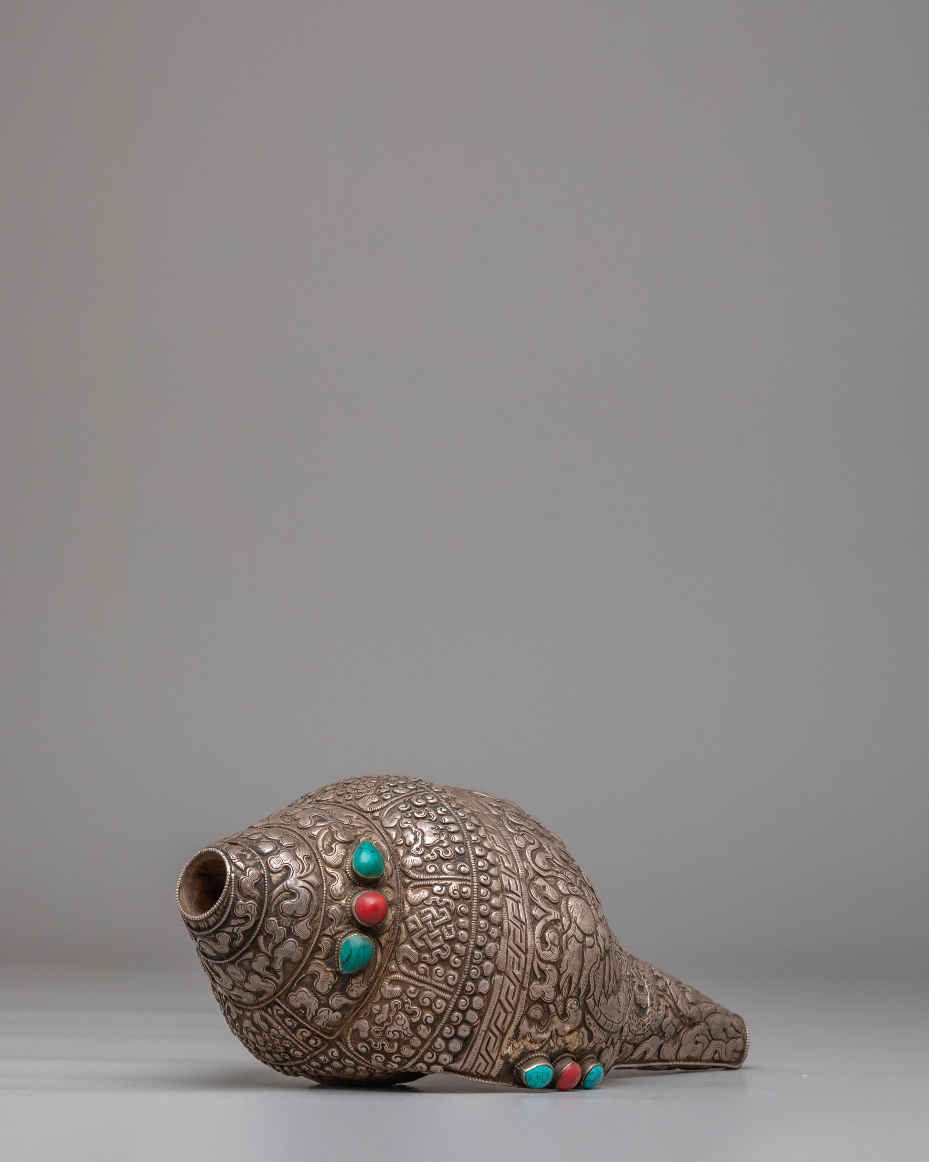 Sacred Buddhist Ritual Conch | Handcrafted Himalayan Art