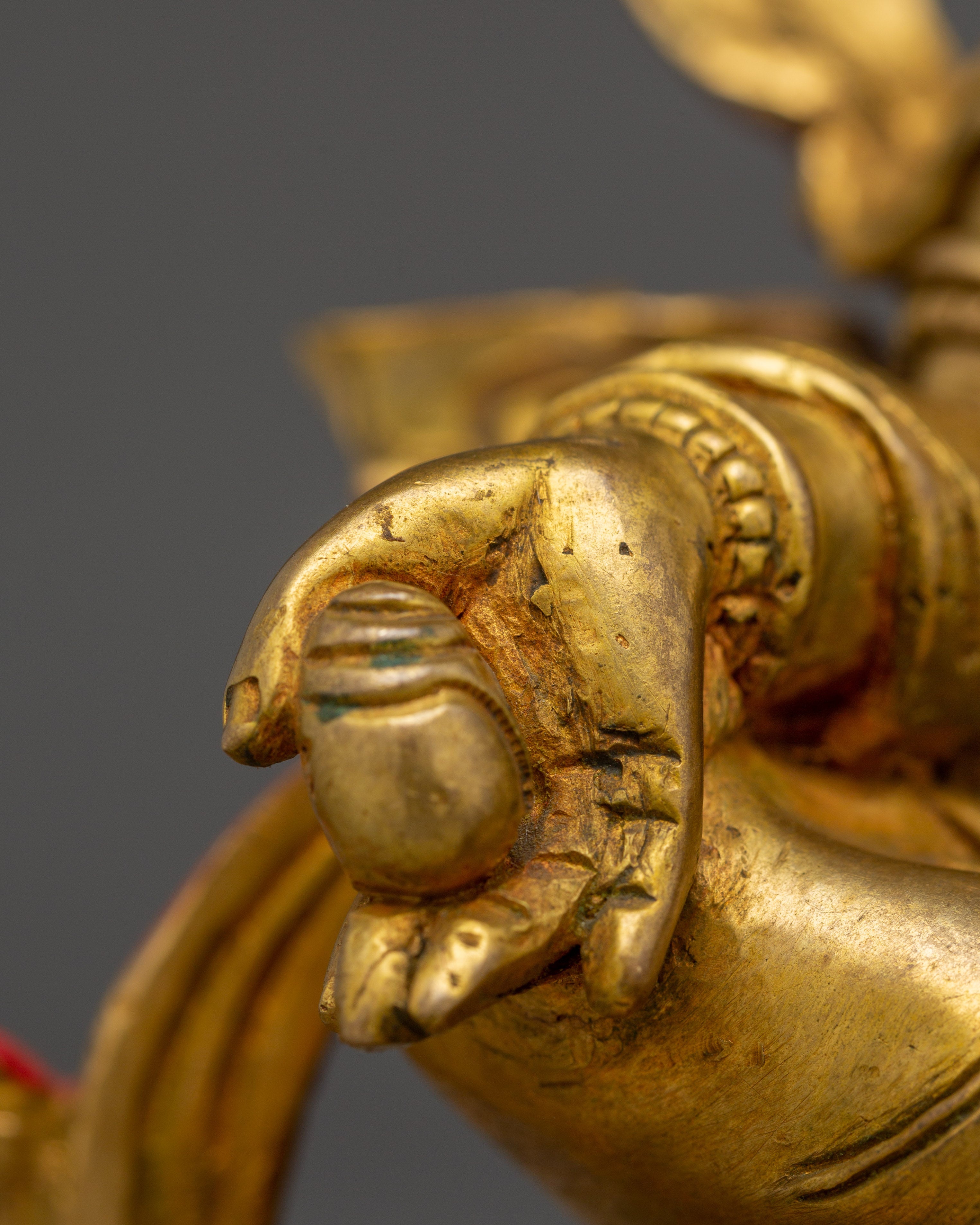 Wealth Icon Dzambhala Handmade Statue | Copper Body, Gold Gilded, Acrylic Color