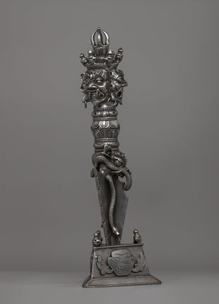 Handcrafted Iron Vajra Phurba |  A Sacred Tibetan Ritual Artifact