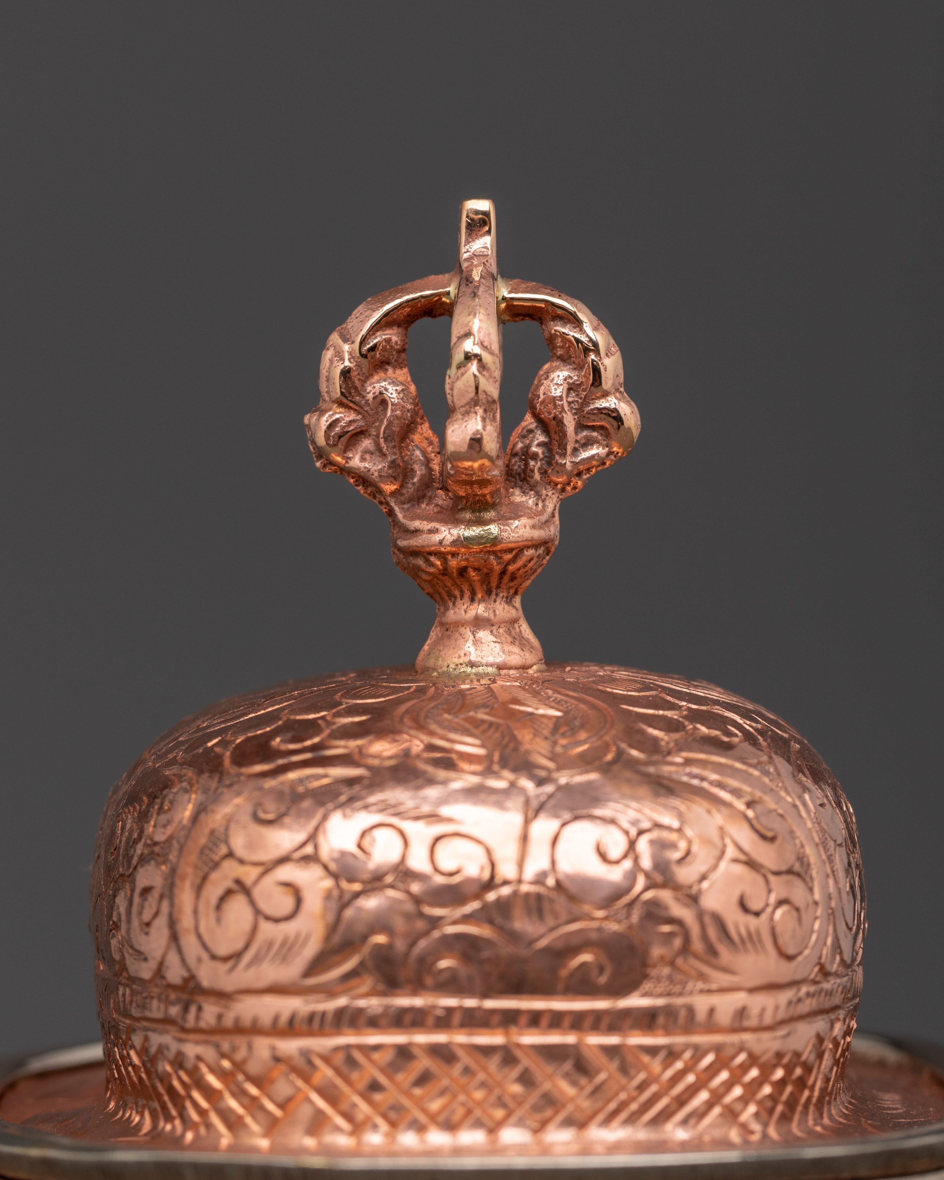 Tibetan Ritual Kapala Set Traditional Copper Skull Cup Offering Set for Spiritual Practices