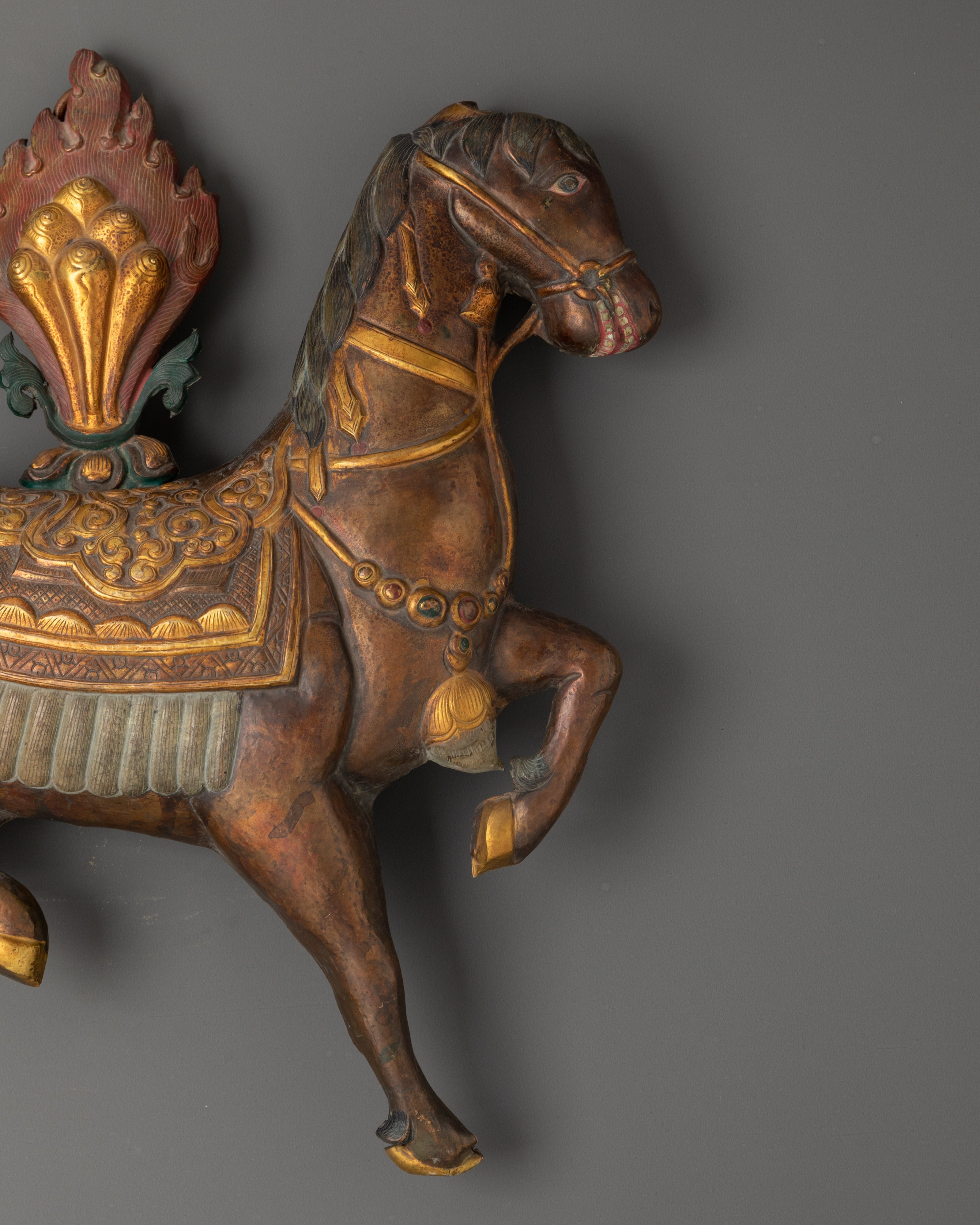 Horse Wall Hanging | Oxidized Copper Gold-Plated Metal Art