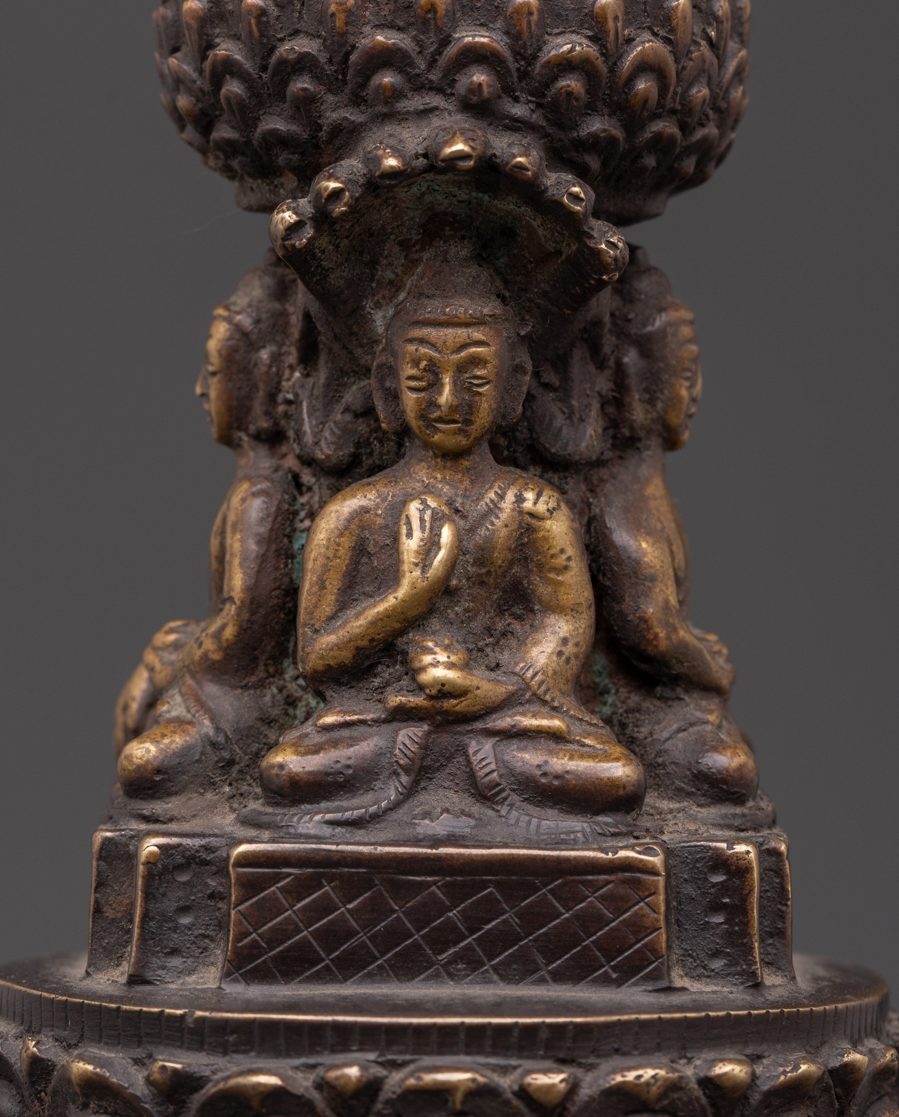 Sacred Buddhist Stupa Decor | Handcrafted Bronze Meditation Statue