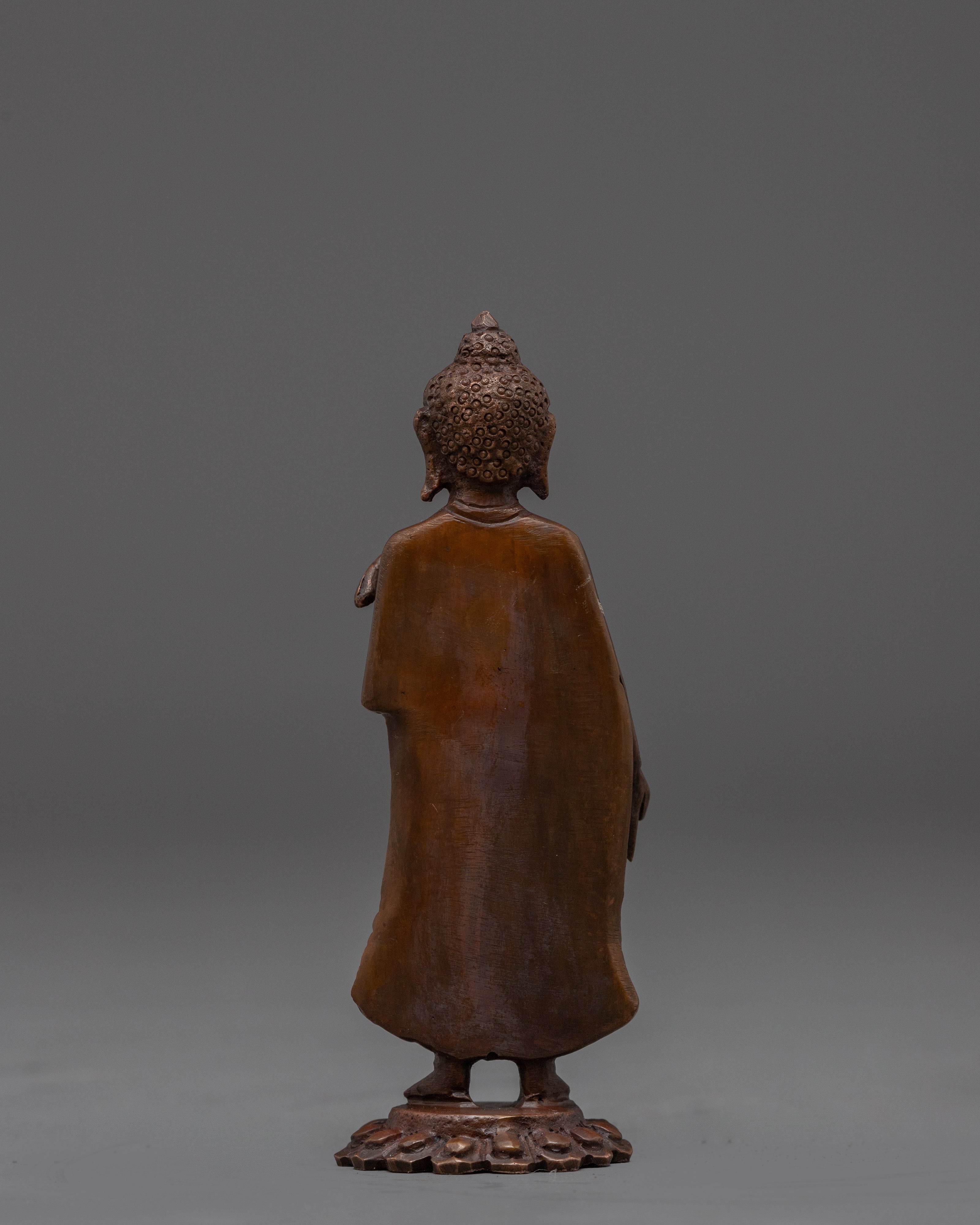Oxidized Copper Dipankara Buddha | Standing Enlightened Being in Copper