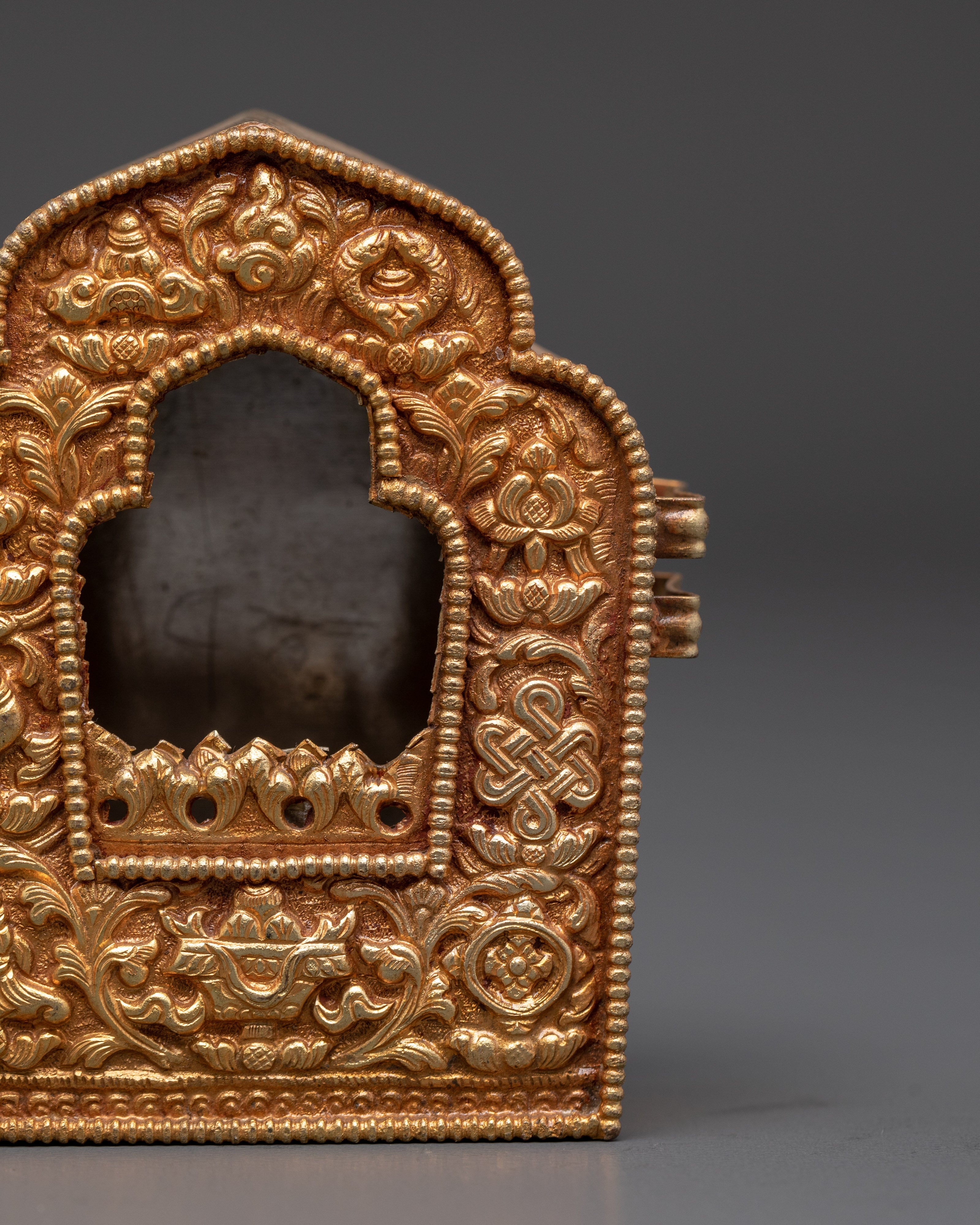 Handmade Spiritual Tibetan Ghau Box | Copper Gold Plated Ritual Box