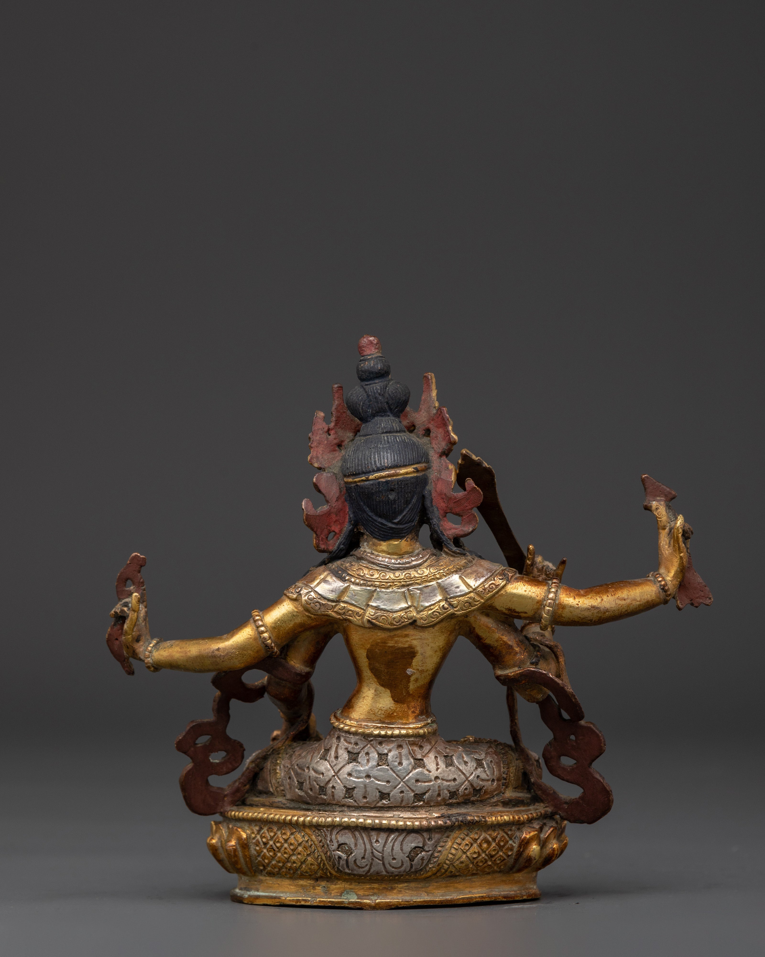 Maha Manjushri Copper Statue | Tibetan Bodhisattva of Wisdom with Sword and Book