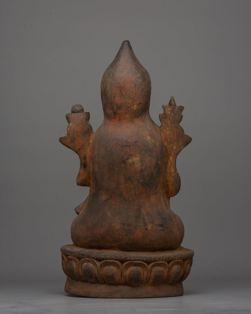 Bodhi Wooden Tsongkhapa Statue | Tibetan Buddhist Handcrafted Artwork