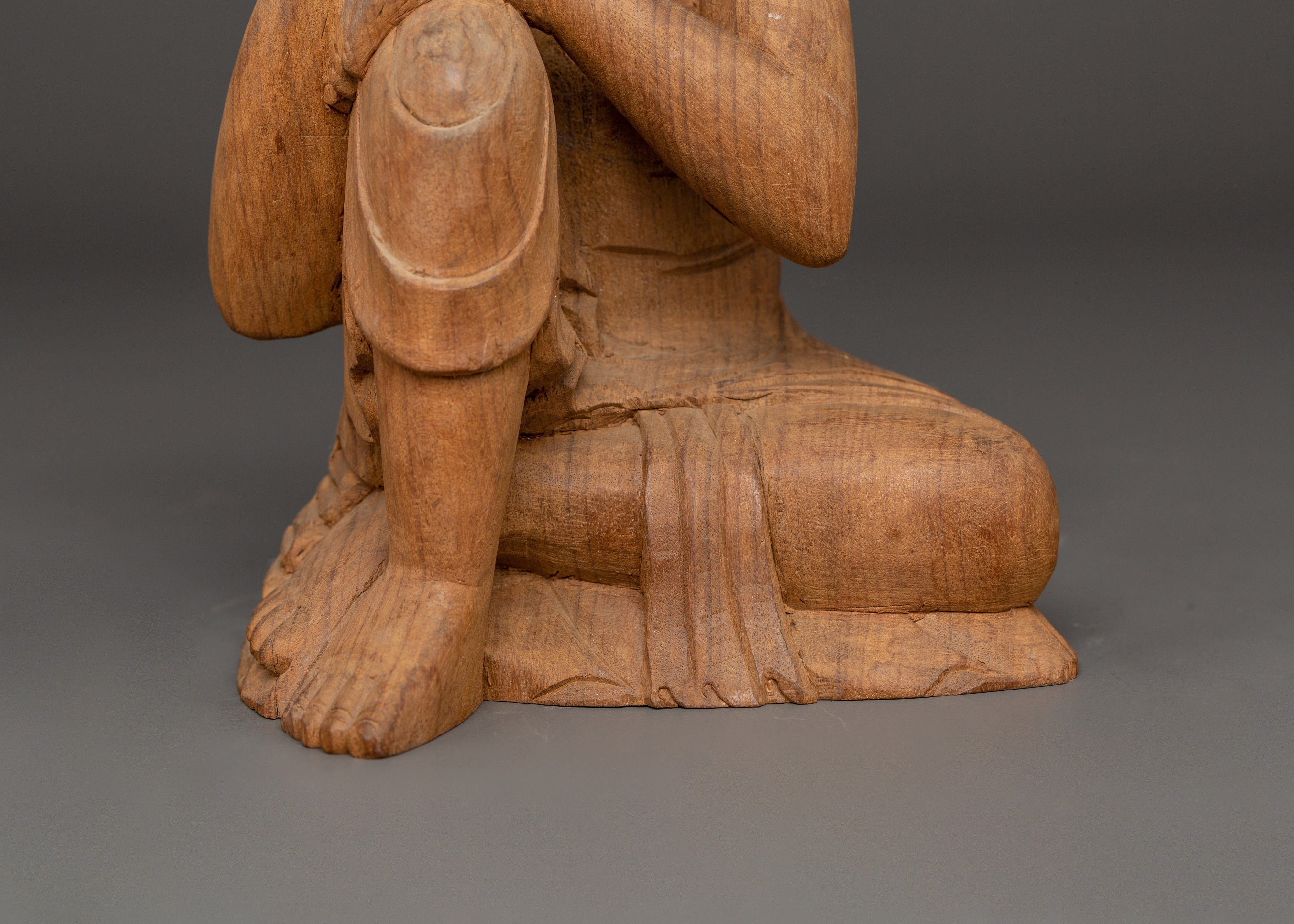 Handmade Wooden Buddha Statue for Meditation and Spiritual Decor