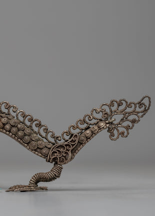 Elegant Silver Filigree Dragon Statue | Buddhist-Inspired Home Decor