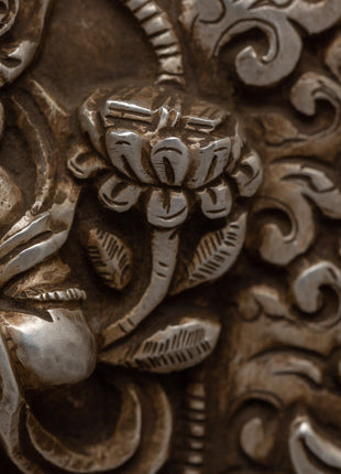 Manjushri Buddha Ghau Box in Silver | Wisdom and Enlightenment