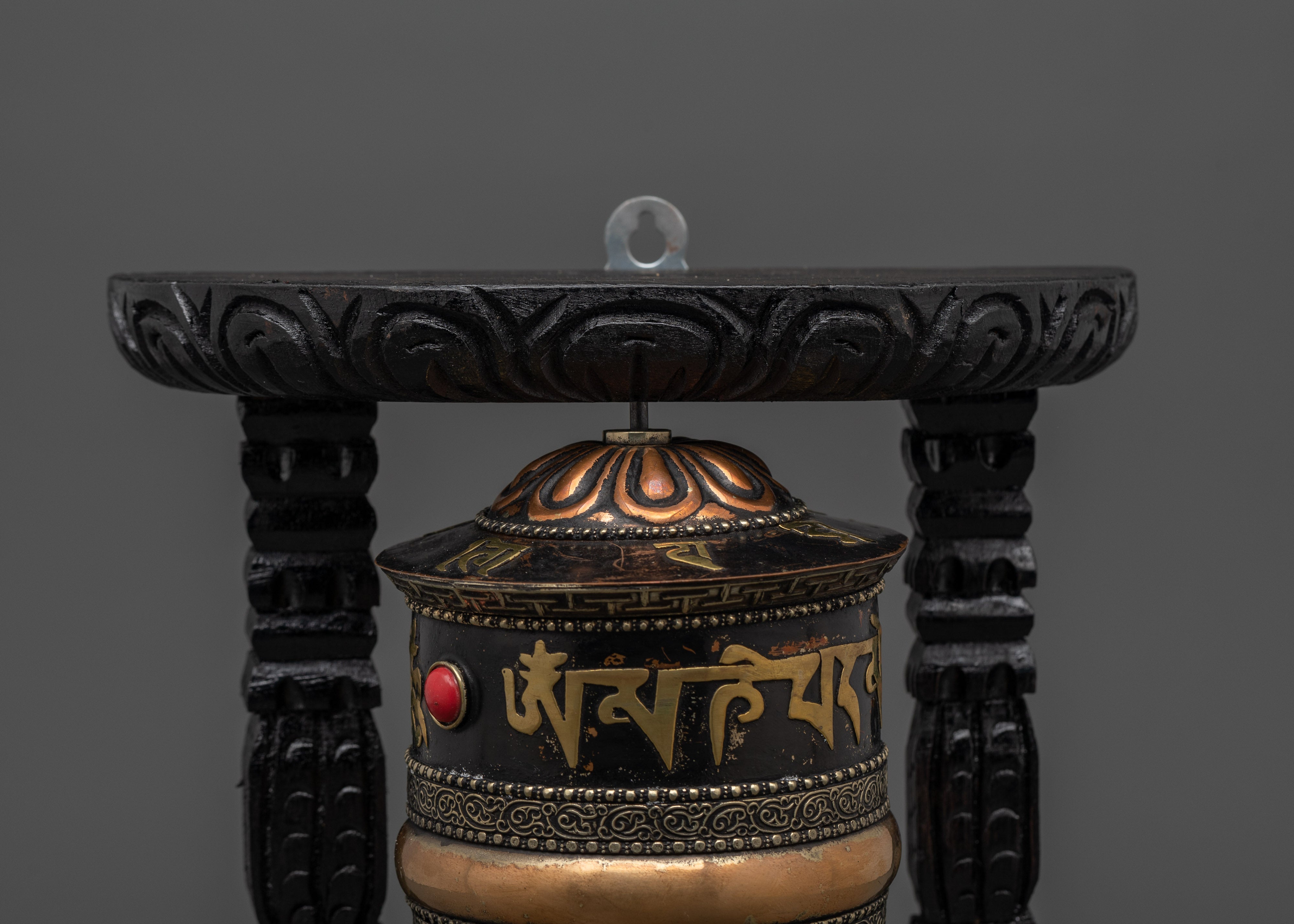 Meditation Prayer Wheel | Traditional Buddhist Wheel with Coral Stones