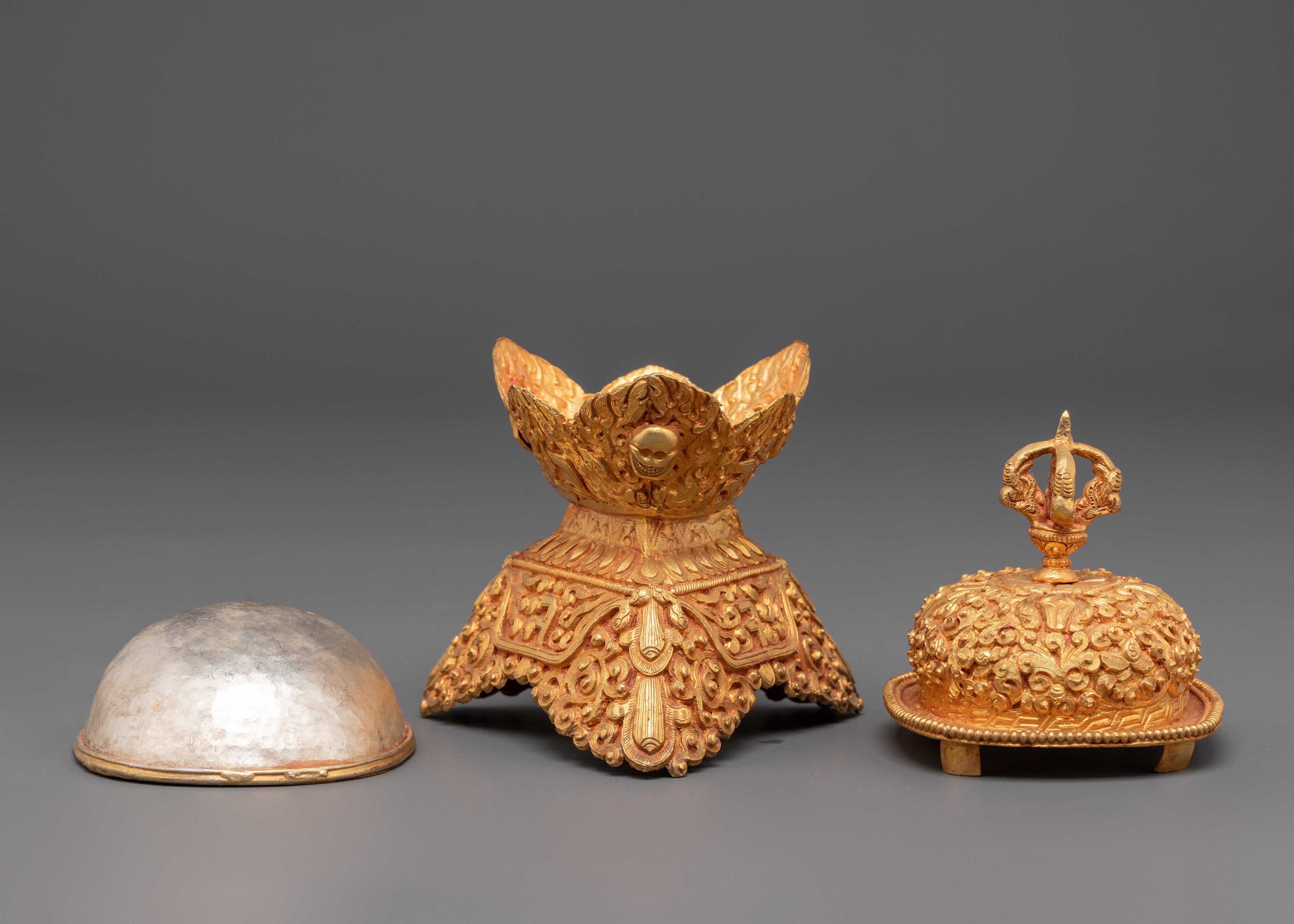 Handmade Gold Plated Kapala | Tibetan Ritual Skull Cup
