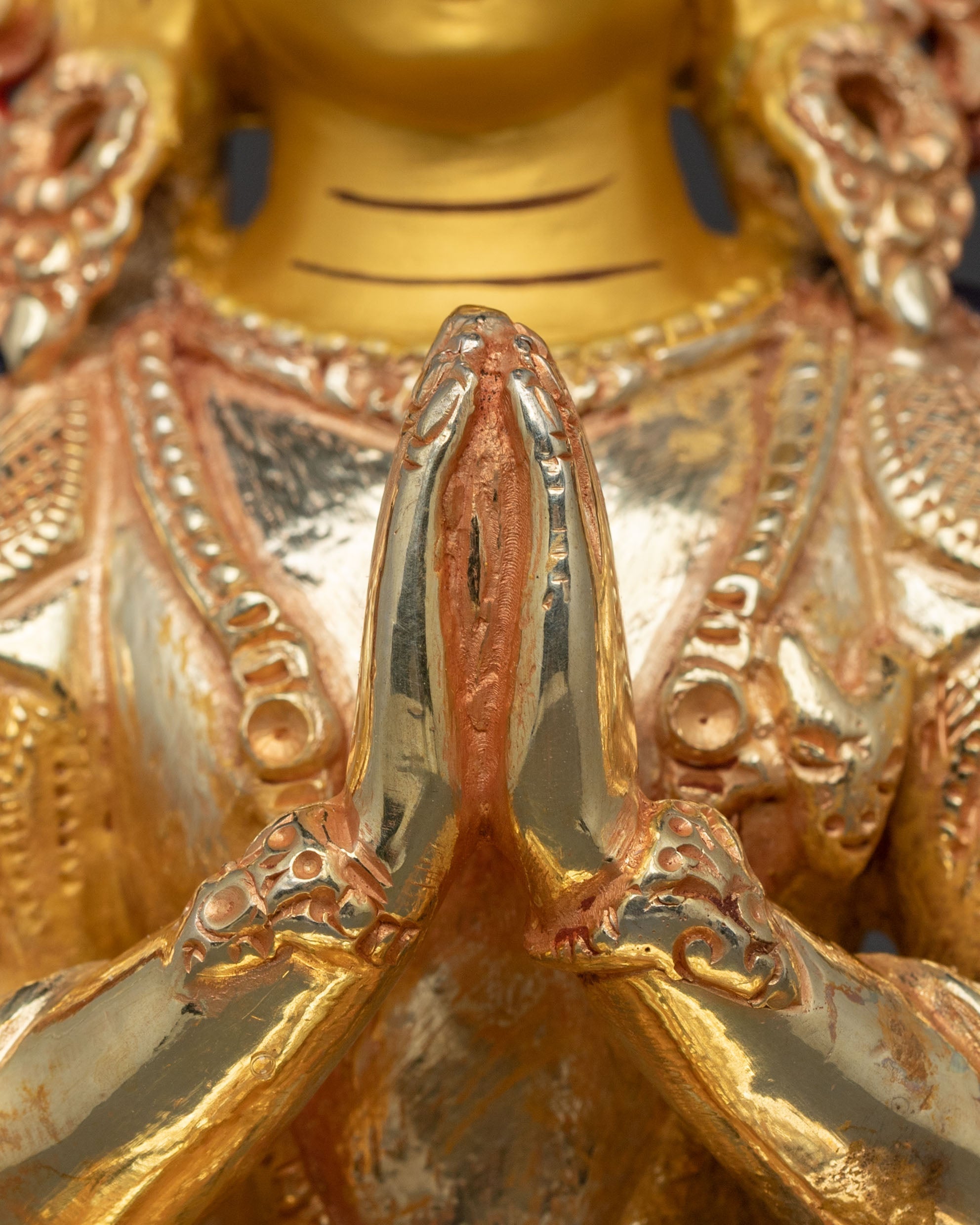 Hand Carved Chenrezig Copper Statue | Sacred Meditation Sculpture