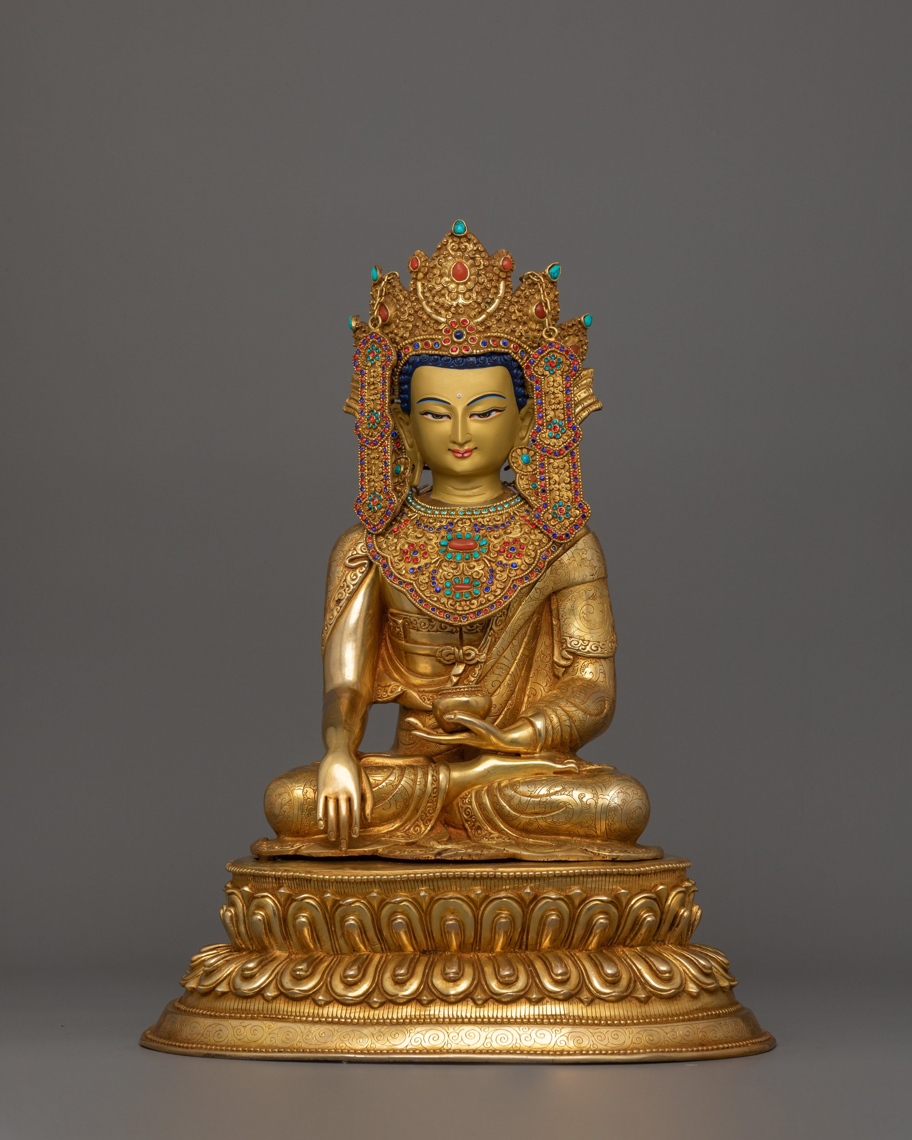 Handmade Historical Crown Shakyamuni Buddha Statue | The Buddha of Wisdom
