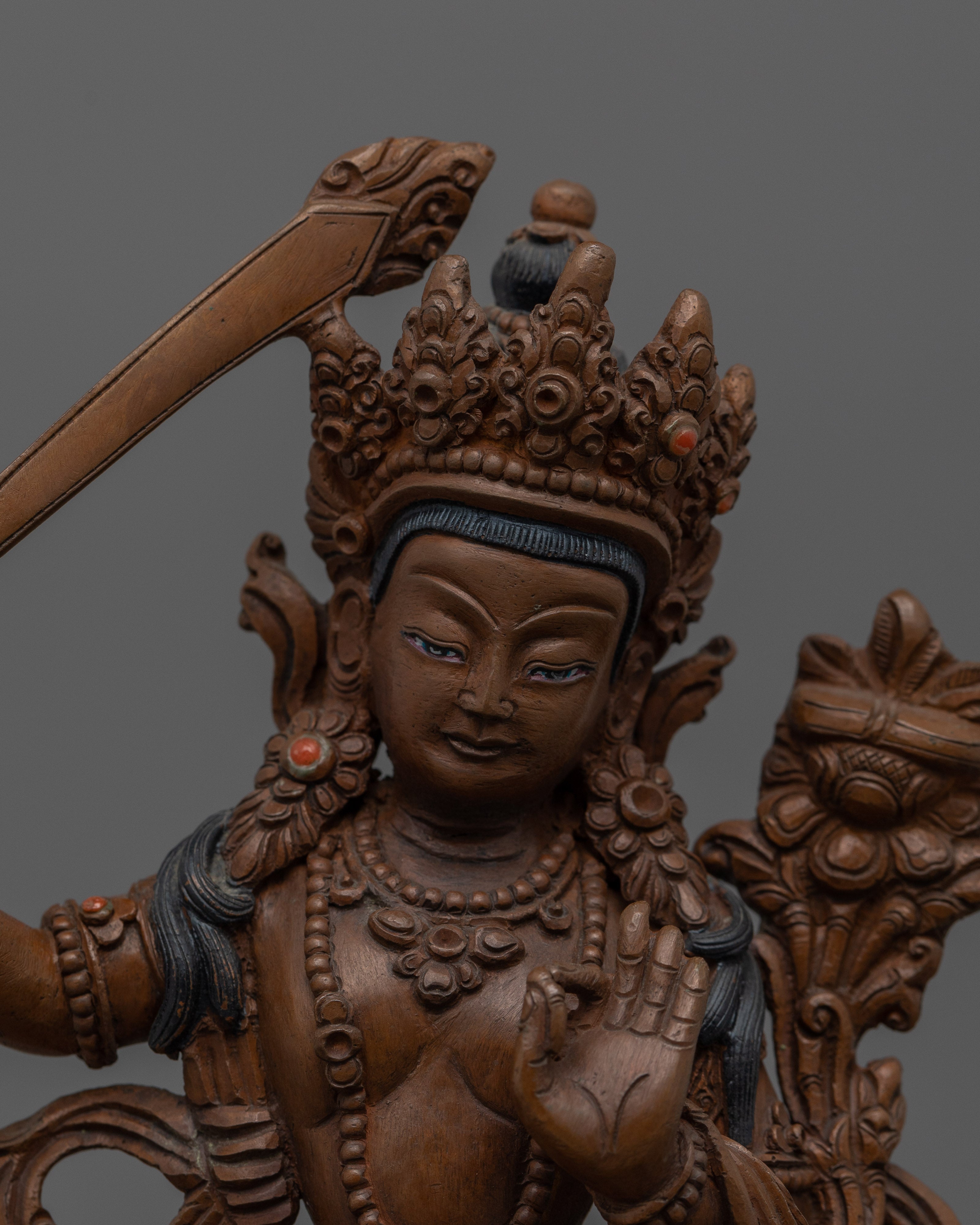 Guardian Manjushri Sculpture for Dharma | Holder of the Prajnaparamita Sutra