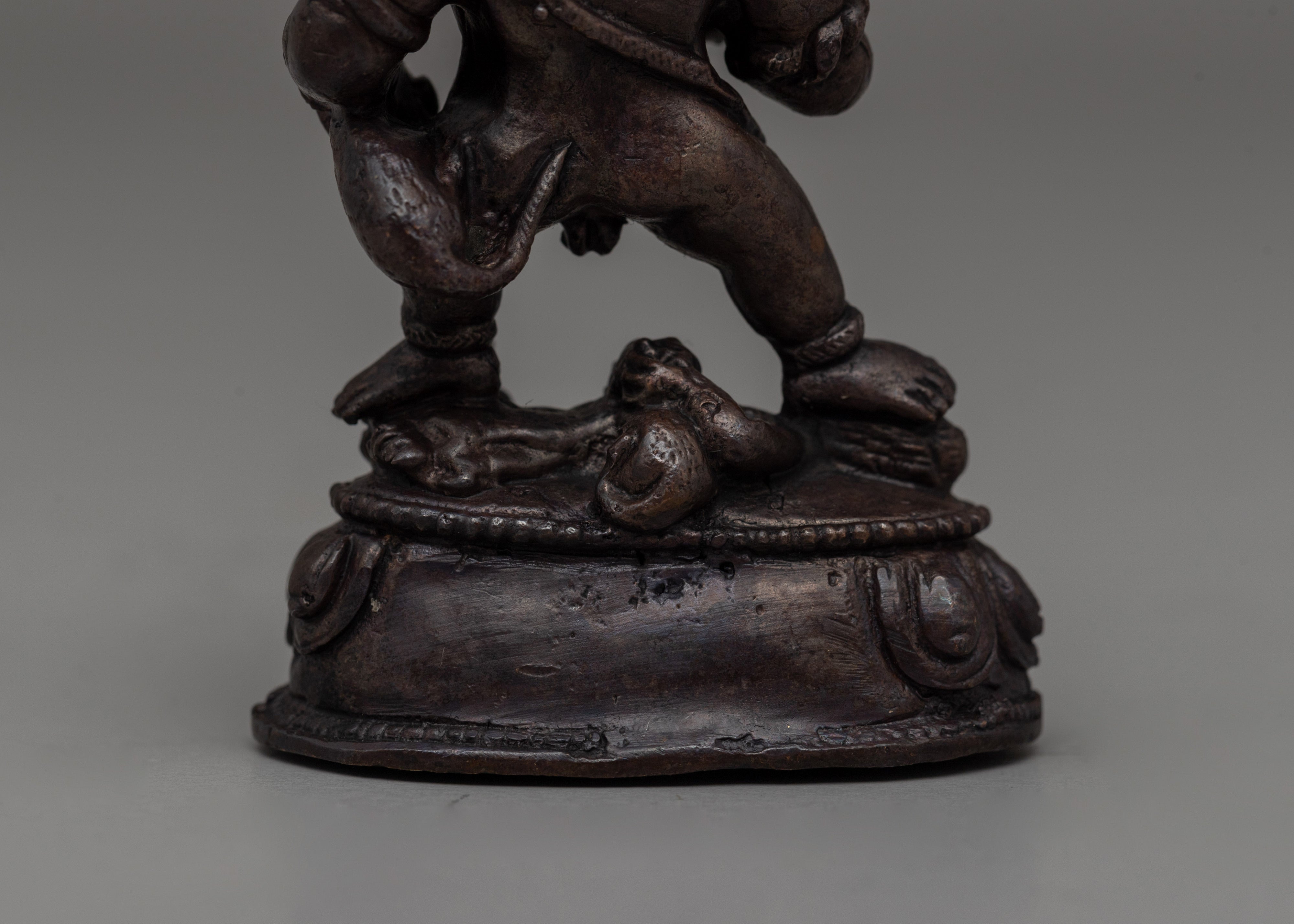 Handmade Oxidized Copper Standing Black Dzambhala Statue |  A Wealth Deity for Abundance