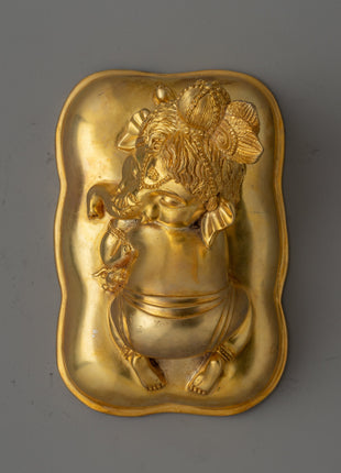 Elegant Gold-Plated Ganesha Statue | Sleeping Ganesh Sculpture