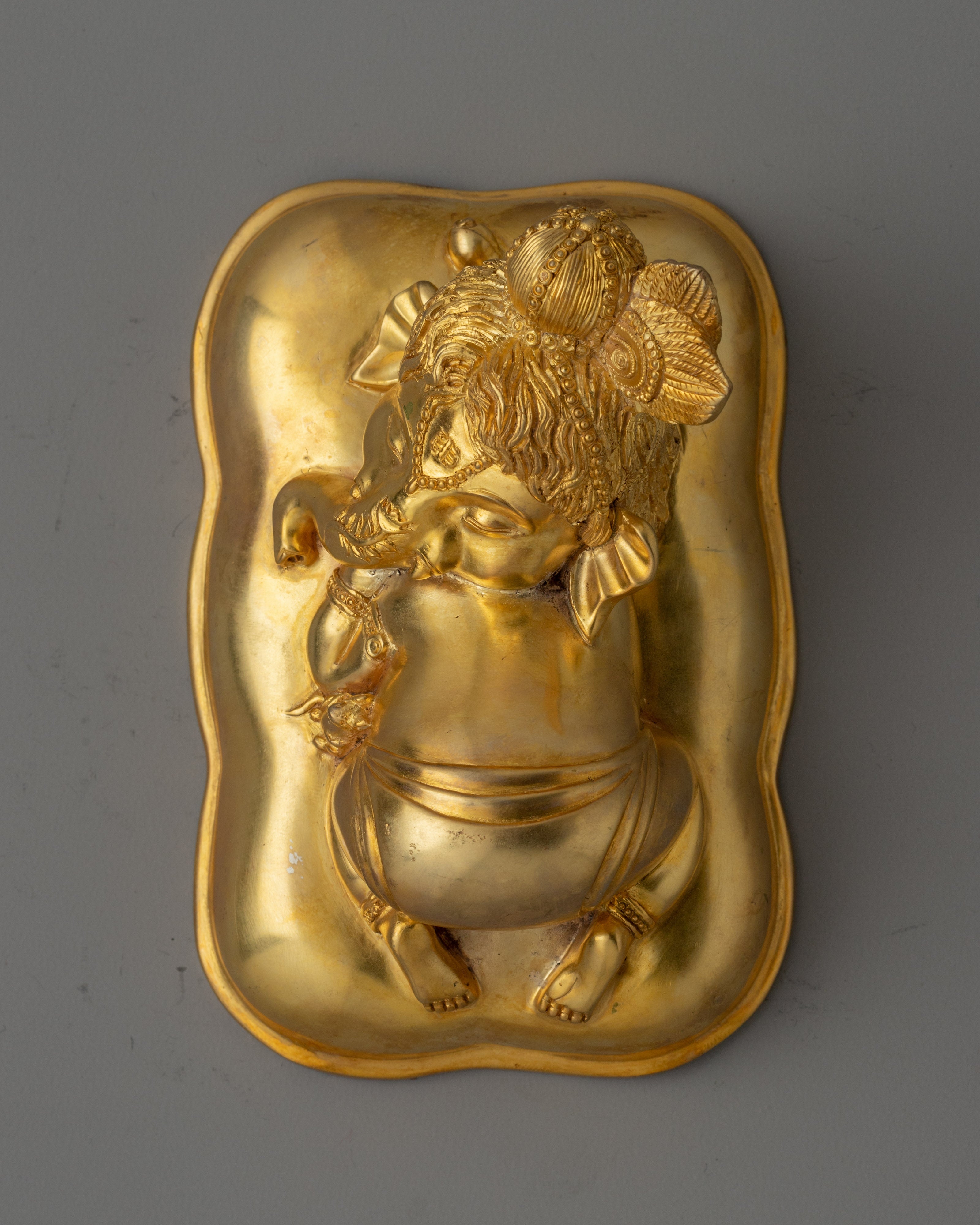Elegant Gold-Plated Ganesha Statue | Sleeping Ganesh Sculpture