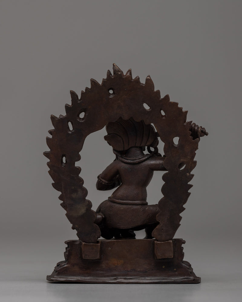 Handcrafted Oxidized Copper Vajrapani Statue | Spiritual Altar Decor