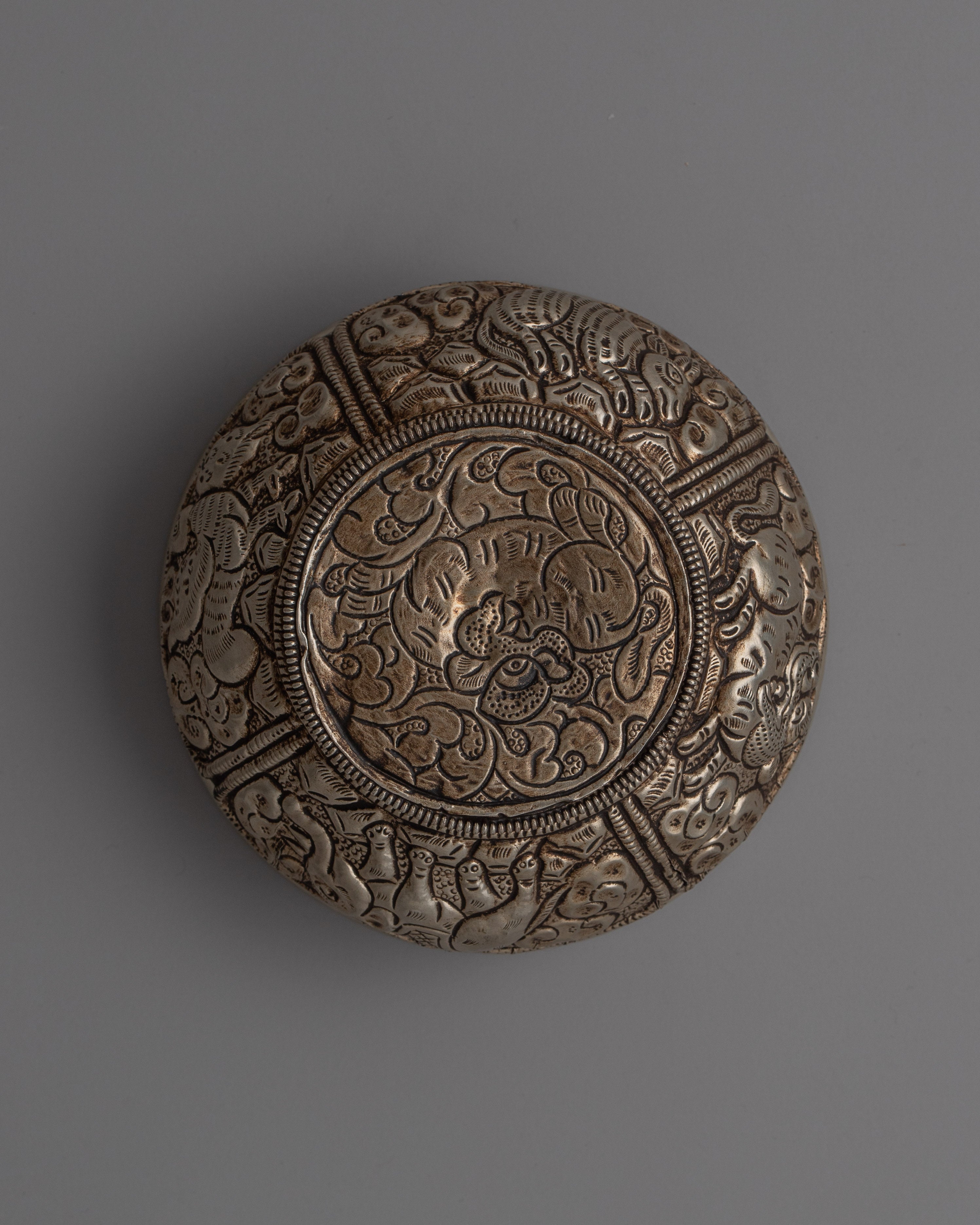 Handcrafted Antique White metal Offering Bowl for Shrines | Symbolizing Prosperity and Abundance
