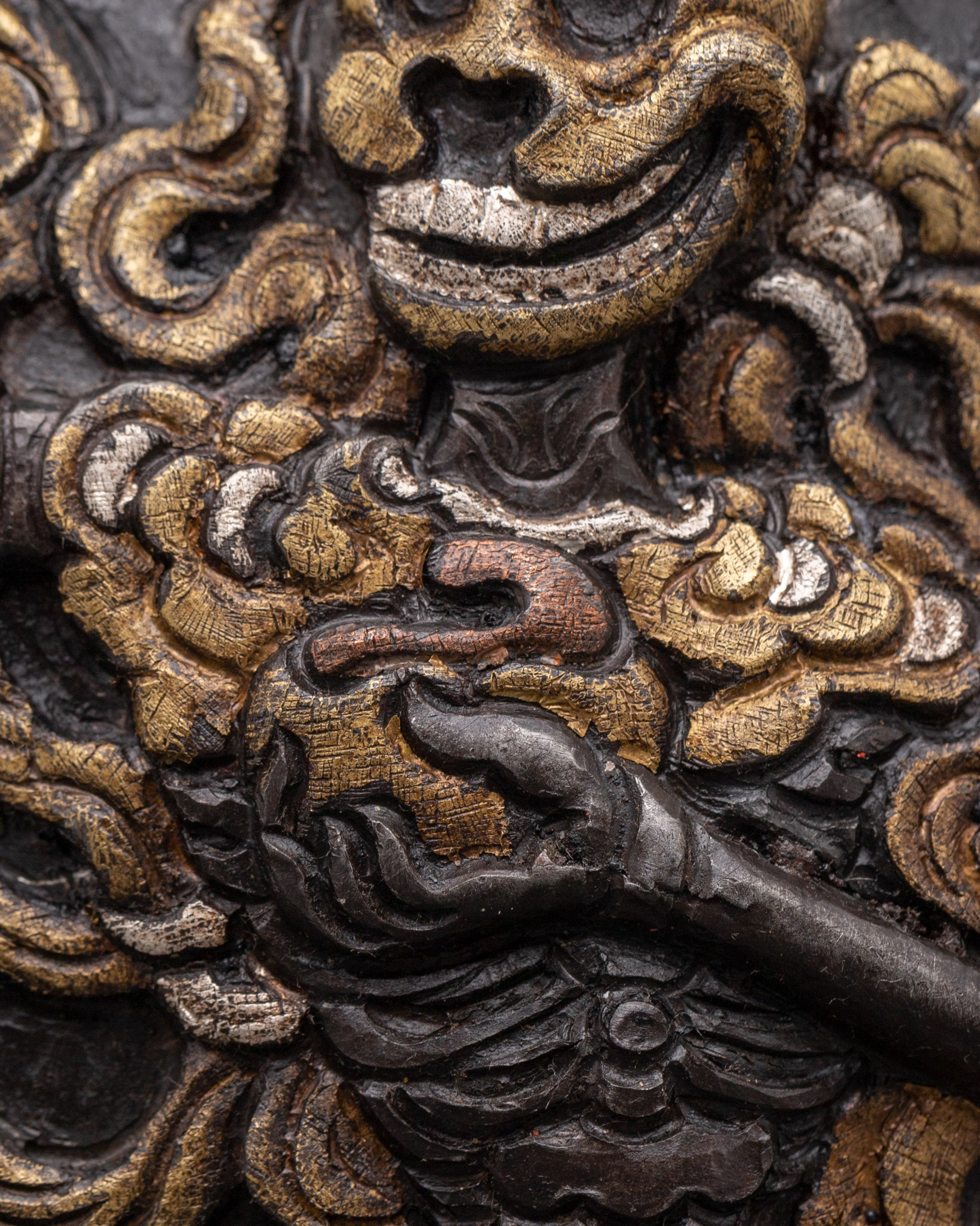 Spiritual Buddhist Wrathful Protector Wall Hanging | Tibetan Iron Silver Brass Religious Art