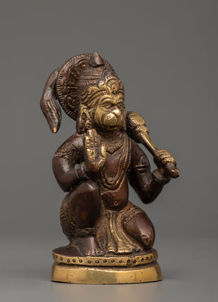 Antique-finish Brass Hanuman Statue | Spiritual Decor