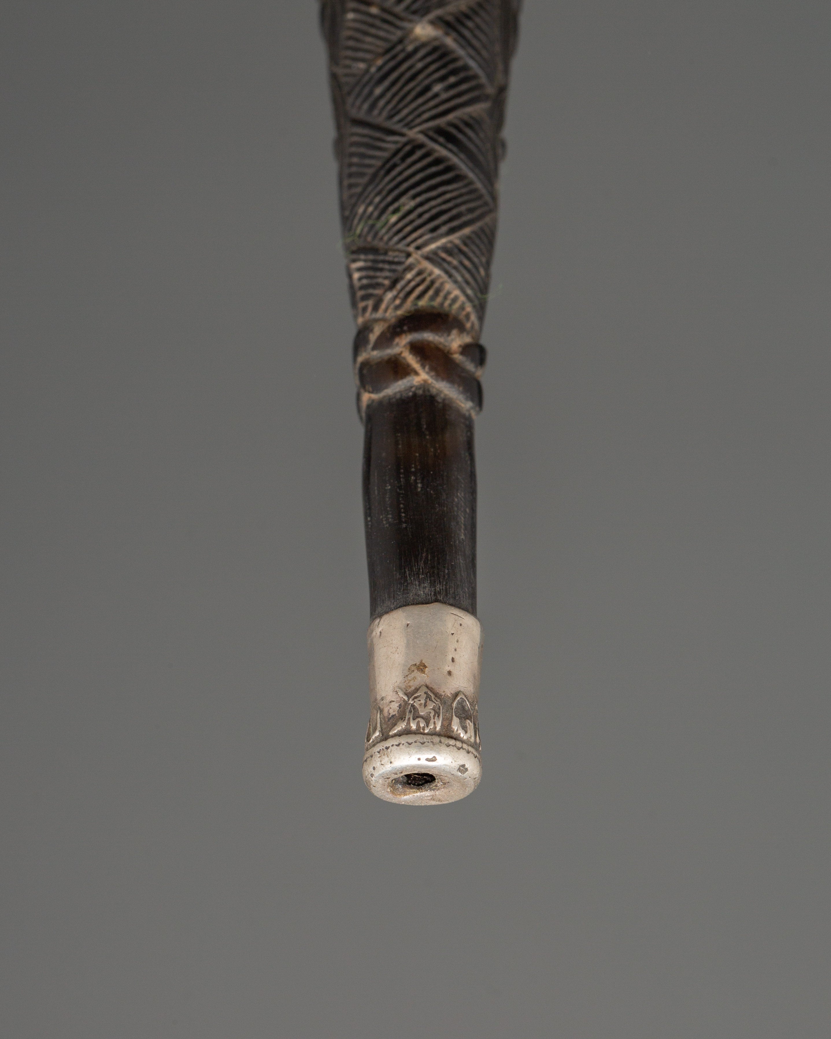 Tibetan Snuff Horn with Pure Silver and Coral | Ethically Sourced Yak Horn Snuff Box