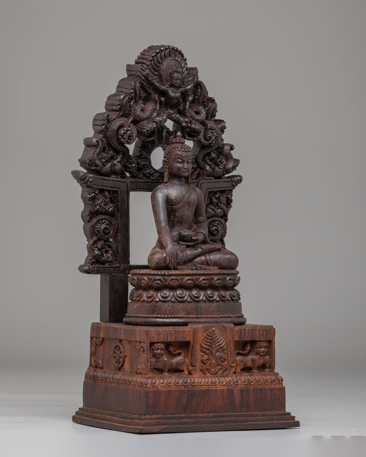 Himalayan Siddhartha Gautama Sculpture | Hand Carved Wooden Shakyamuni Buddha