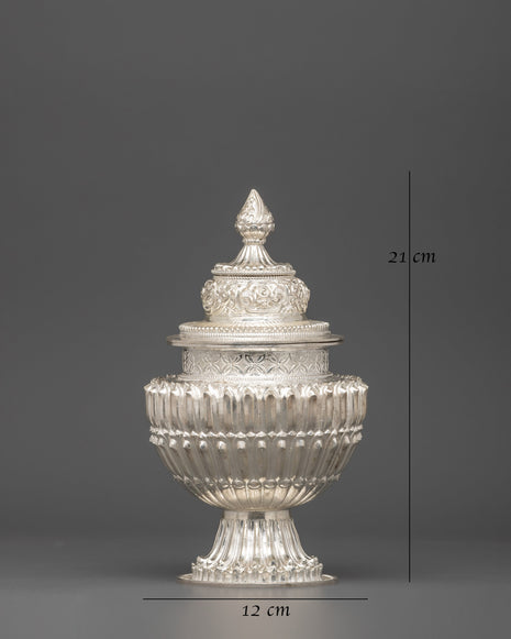 98% Silver Rice Pot for Ritual Offering | Handcrafted Sacred Buddhist Altar Vessel