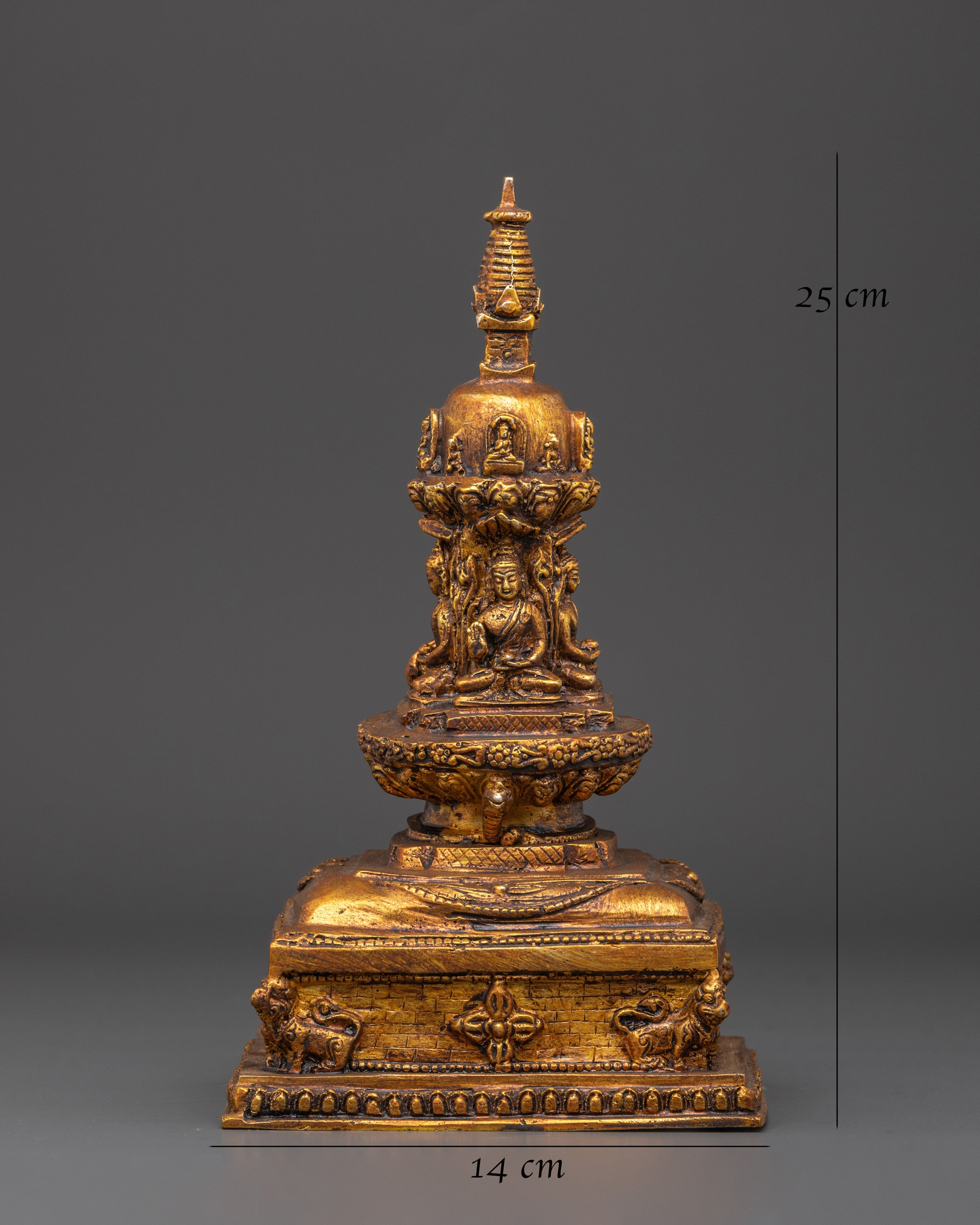 Tibetan Brass Altar Stupa | Handcrafted Buddhist Stupa Statue