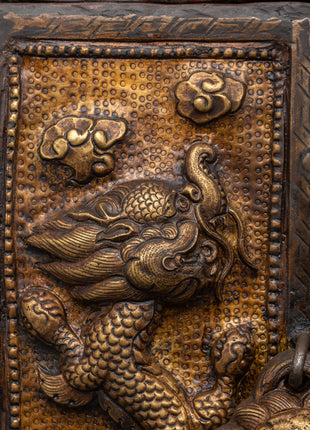 Large Tibetan Ghau Box | Brass & Iron Buddhist Altar Shrine