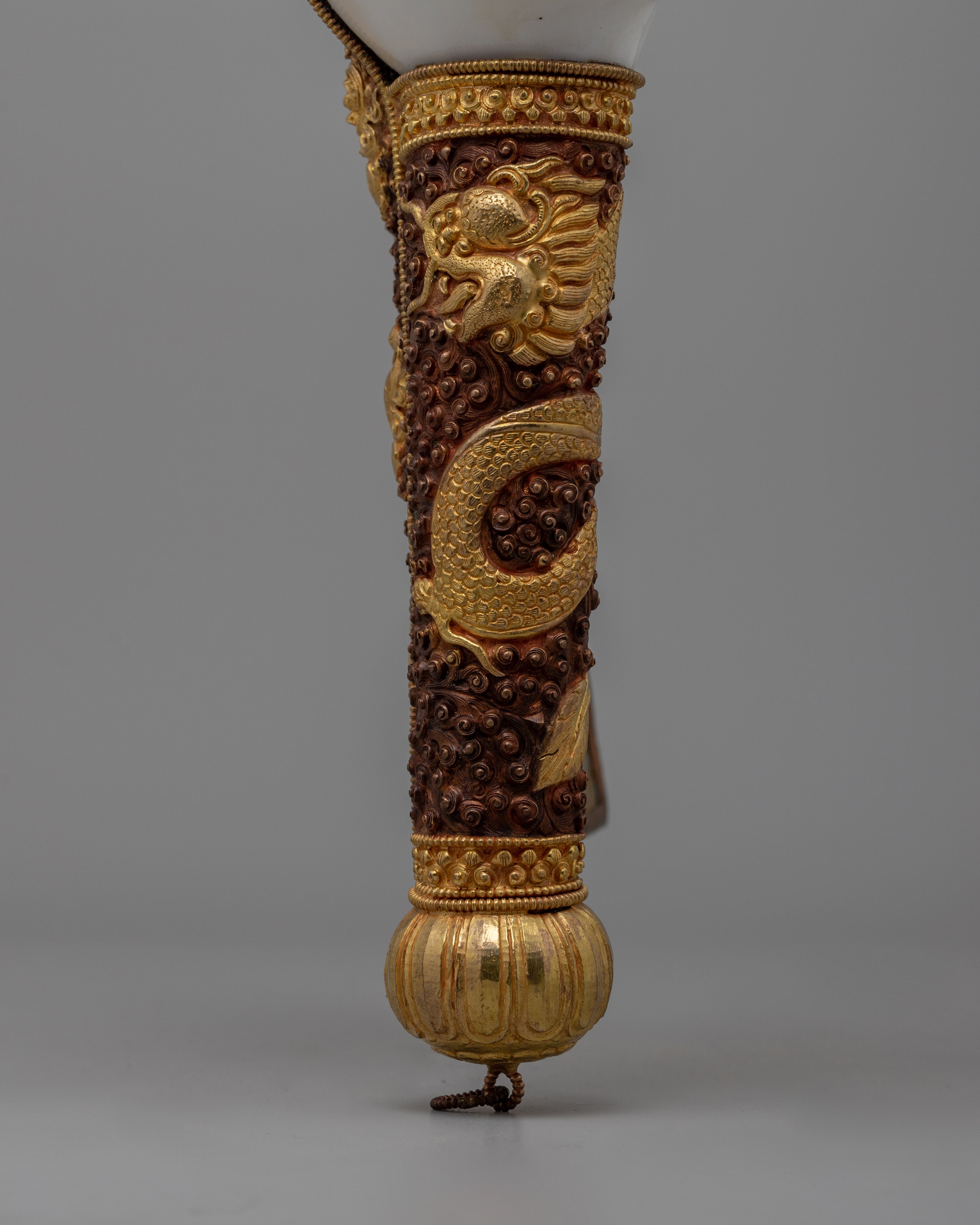 Tibetan Buddhist Offering Conch | Handcrafted Sankha Ritual Shell