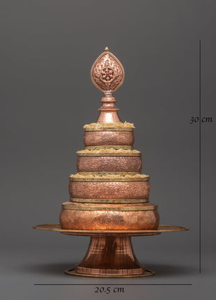 Copper Mandala Offering Set with Brass | Buffed Finish with Brass Accents