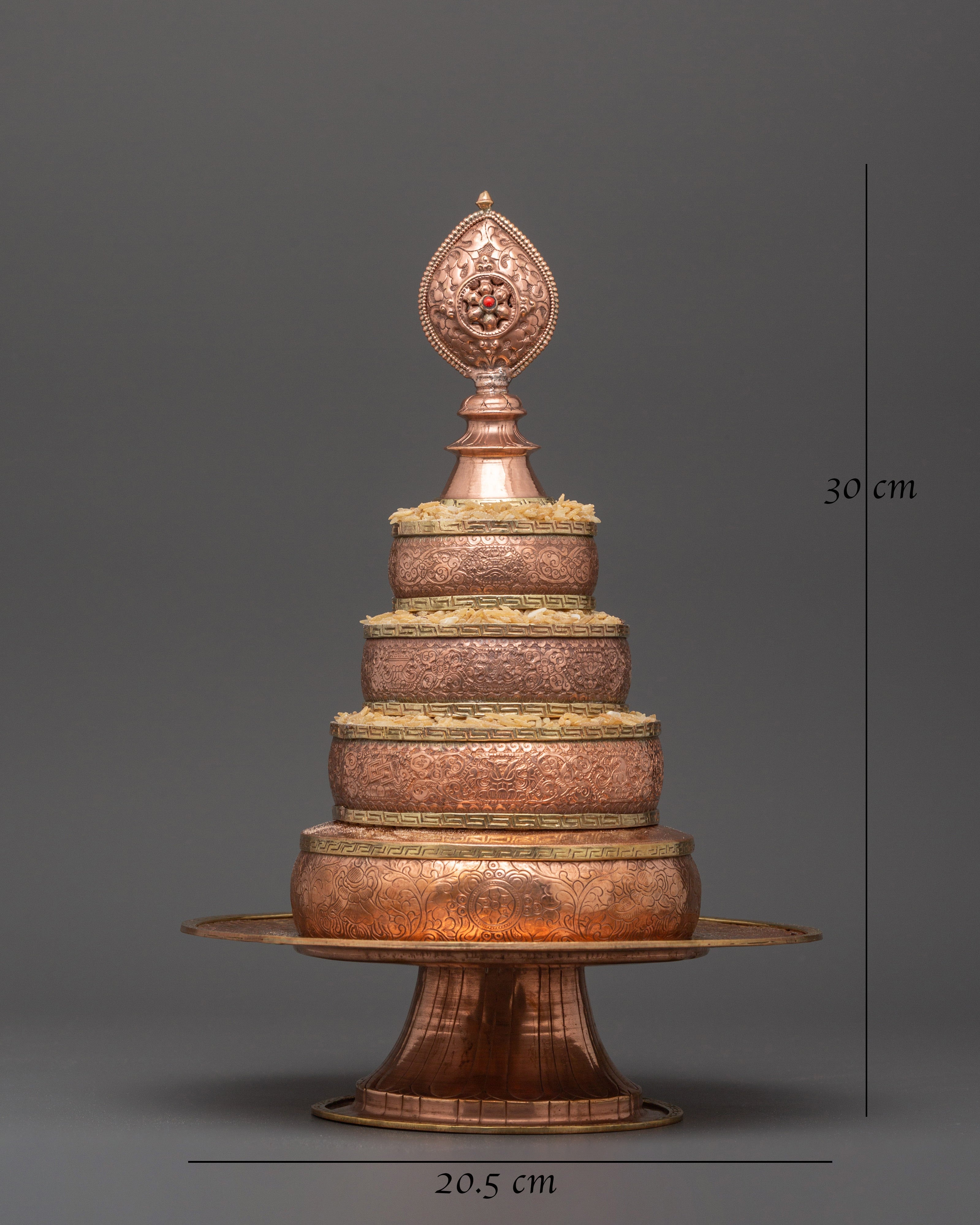 Copper Mandala Offering Set with Brass | Buffed Finish with Brass Accents