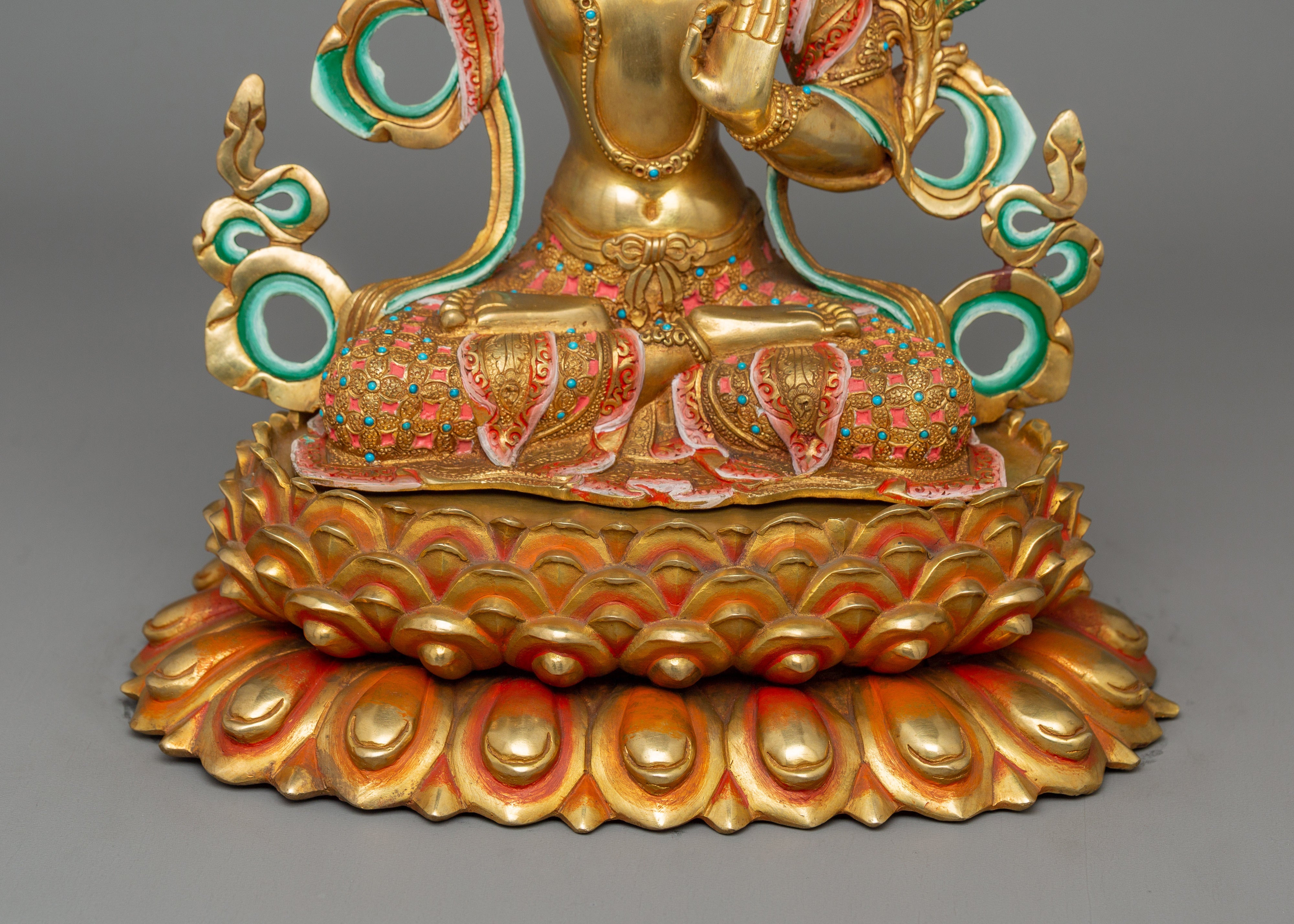 Manjushri with Beautiful Gemstones Statue | Embodiment of Wisdom and Enlightenment