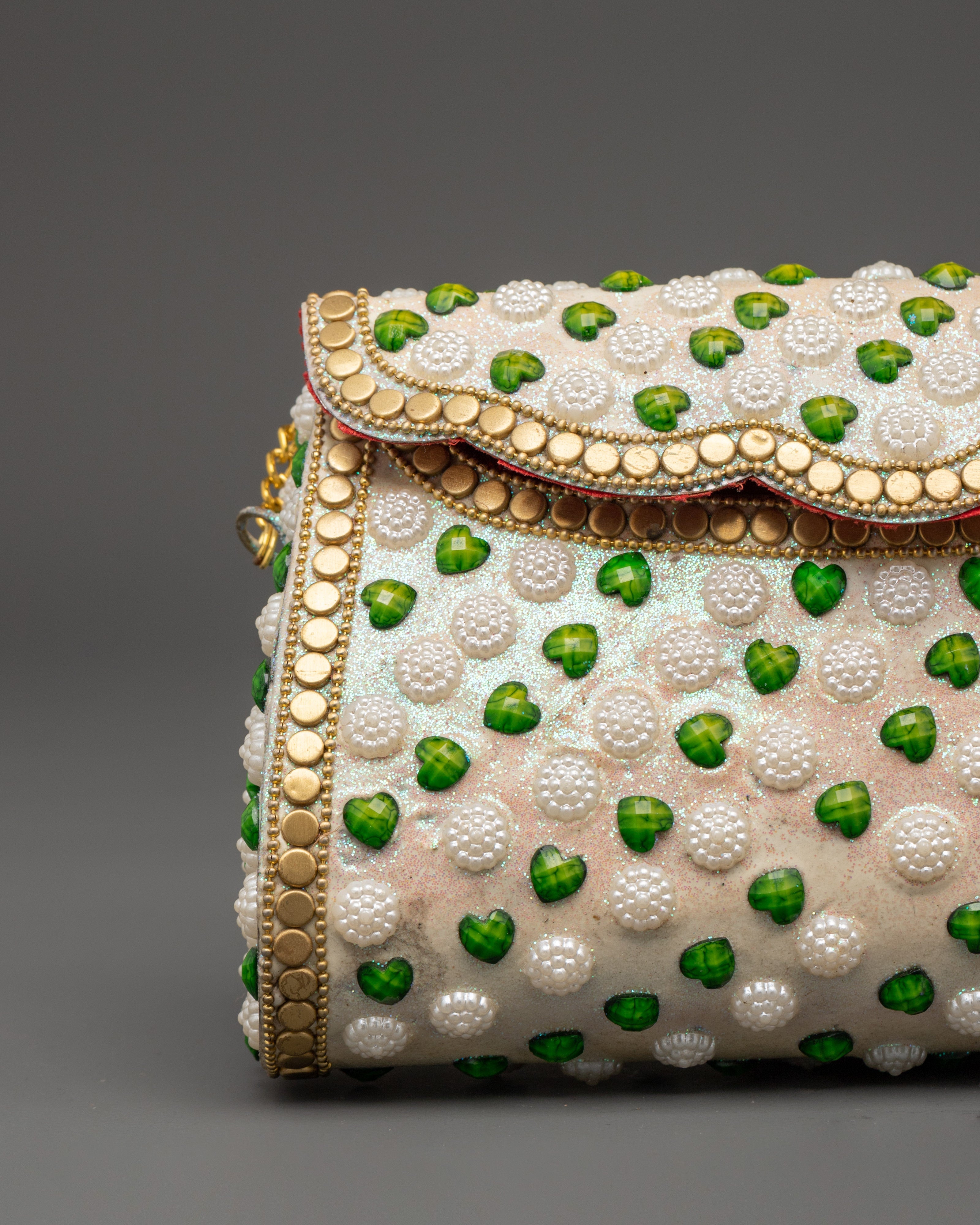Pearl & Green Stone Side Bag | Bag For Special Occasions