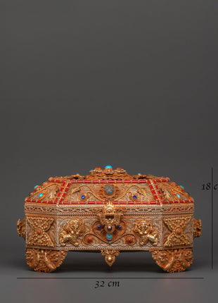 Tibetan Treasure Box with Coral | Sacred Stones & Buddhist Symbolism