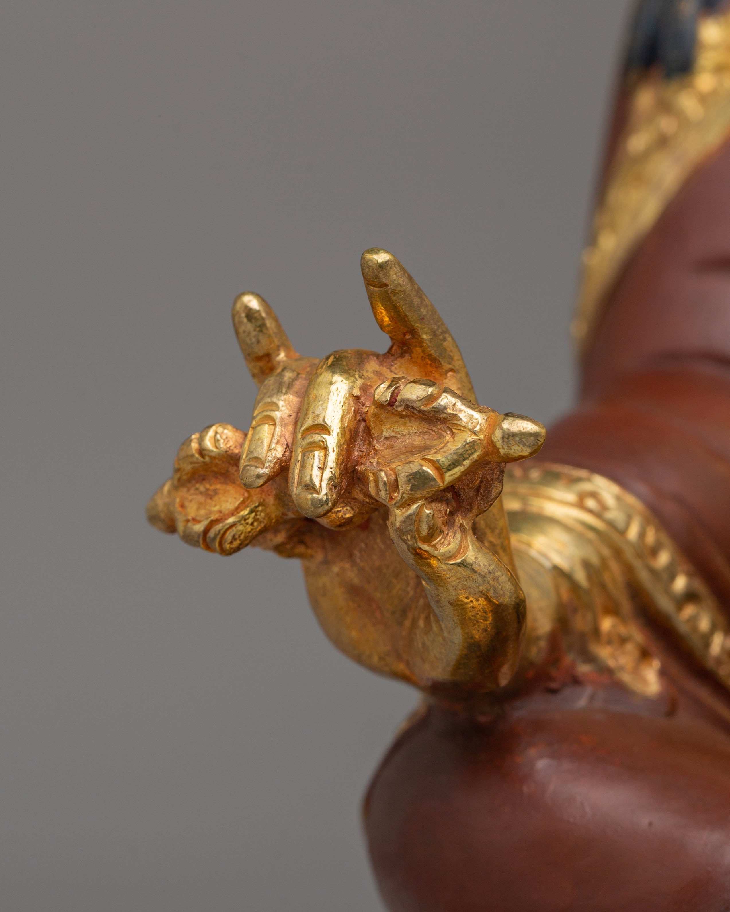 Padmasambhava Himalayan Statue | Copper, Gold-Plated with Coral & Turquoise Accents