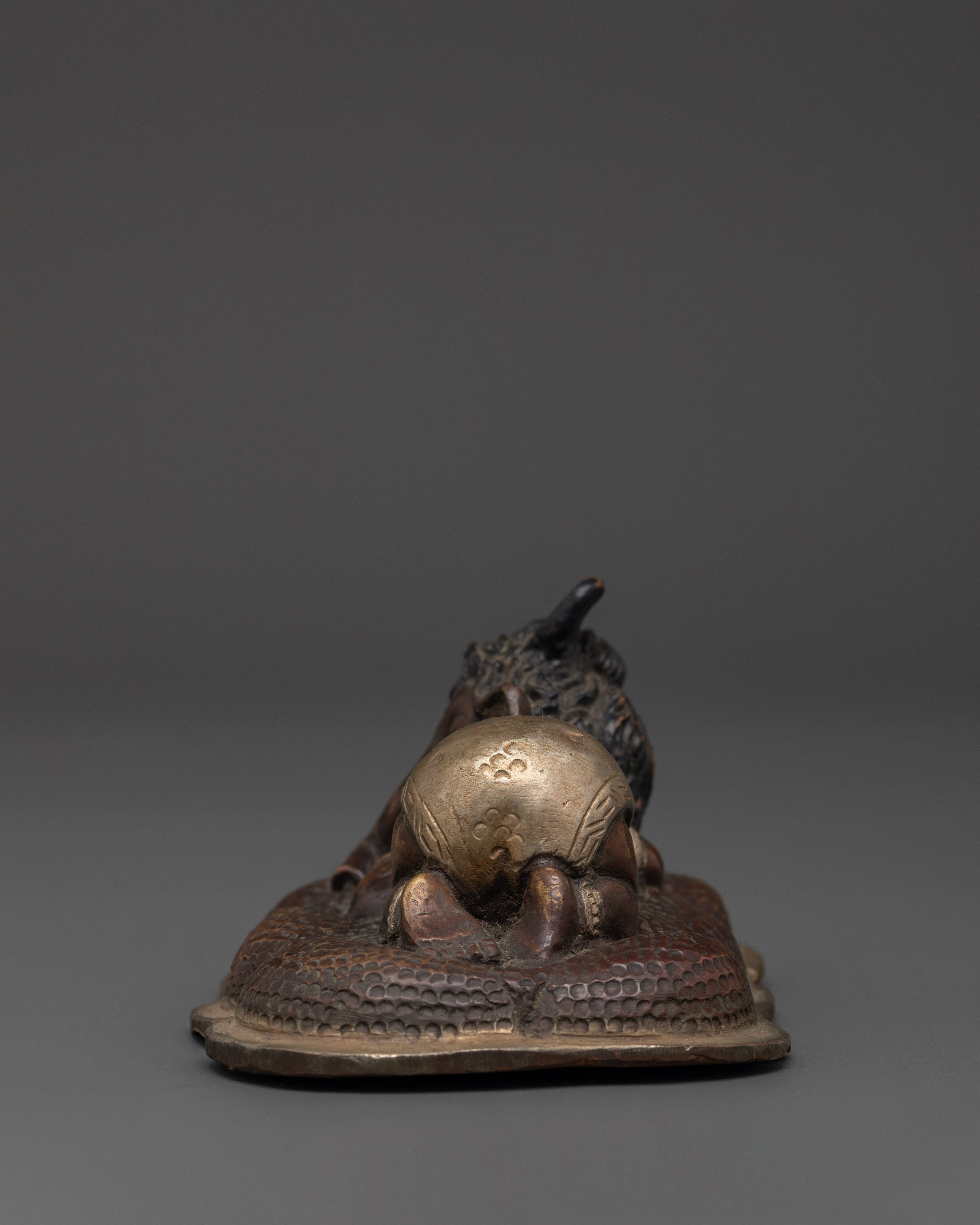 Handmade Oxidized Ganesh Statue in Copper | Sleeping Ganesha Idol for Home Decor