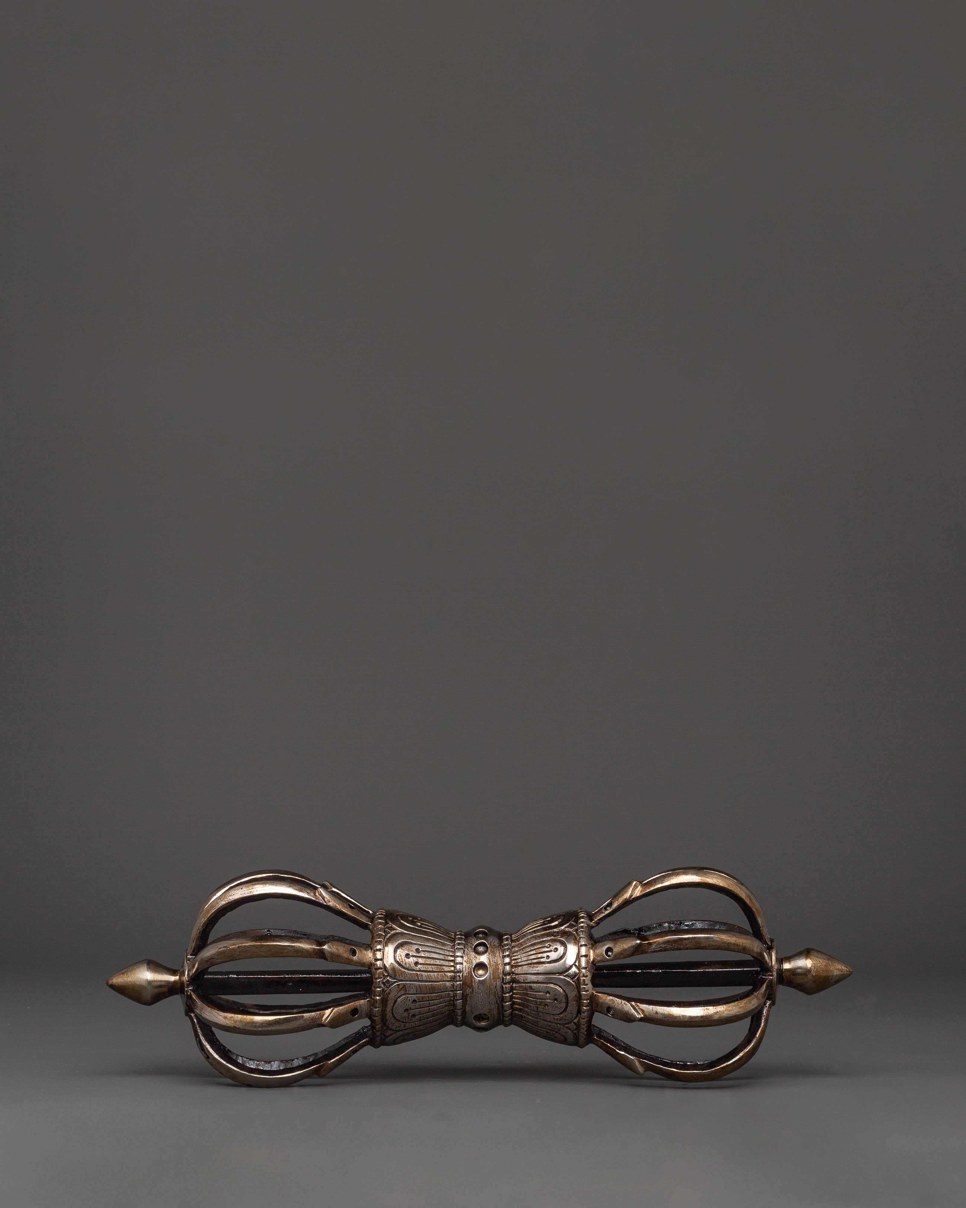 Handcrafted Iron Vajra with Stand | Buddhist Dorje for Ritual and Altar Use