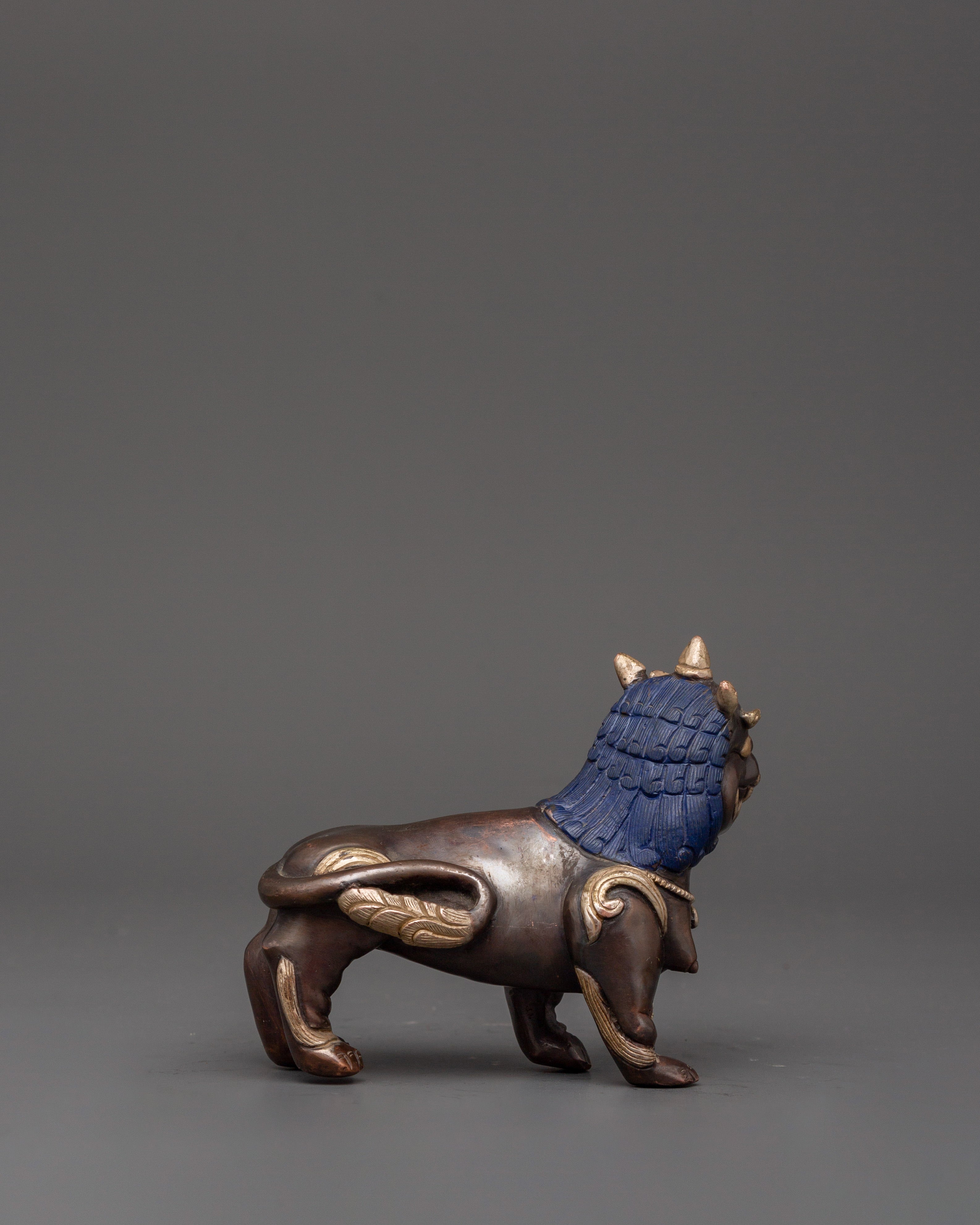 Tibetan Snow Lion Statue Set | Handcrafted Buddhist Guardian Figures