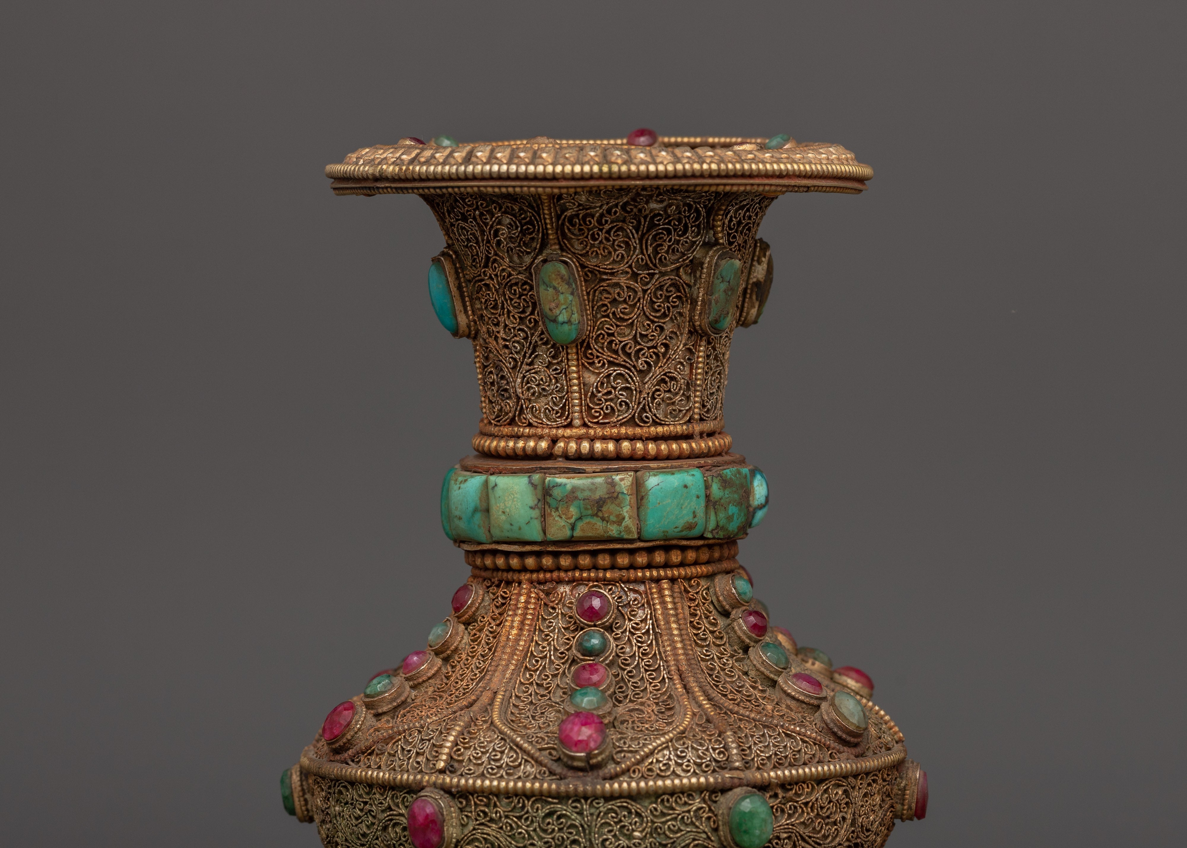 Handcrafted Copper Flower Vase | Electro Gold & Silver Plated Decorative Vase