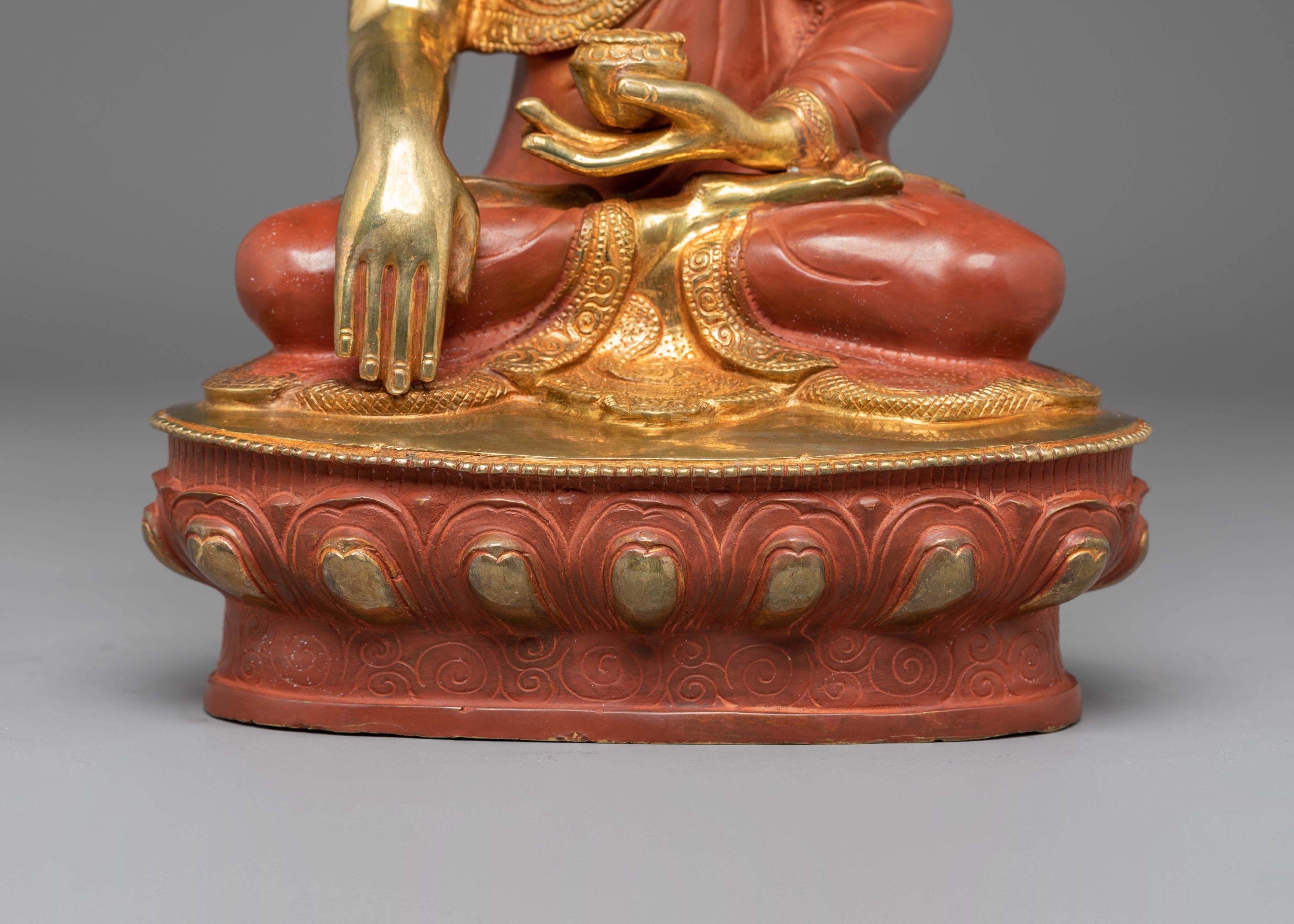 Tibetan Buddhist Statue of Shakyamuni Buddha | Statue with Turquoise and Coral